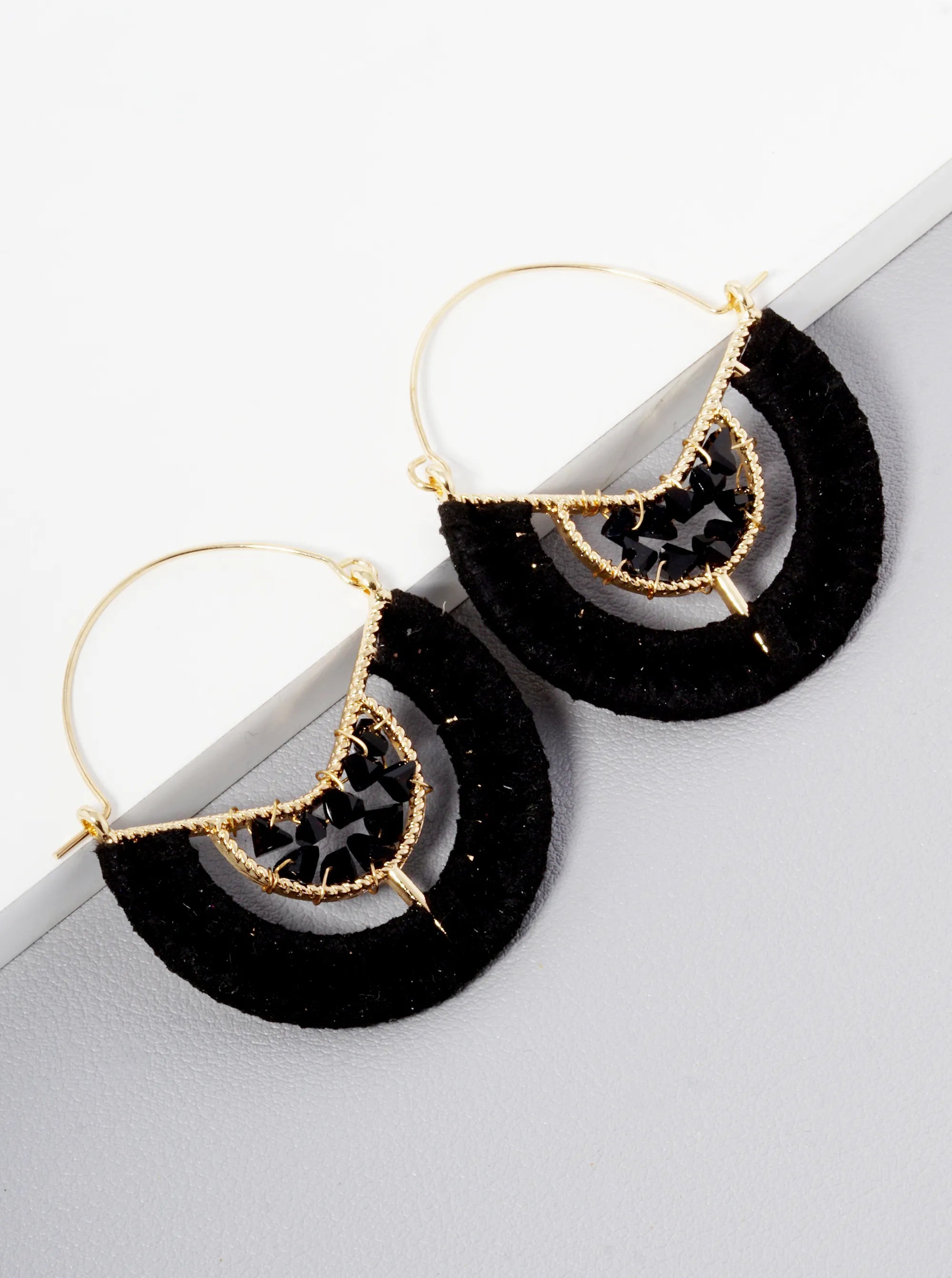 Glass Beads Wired Suede Wrapped Earrings