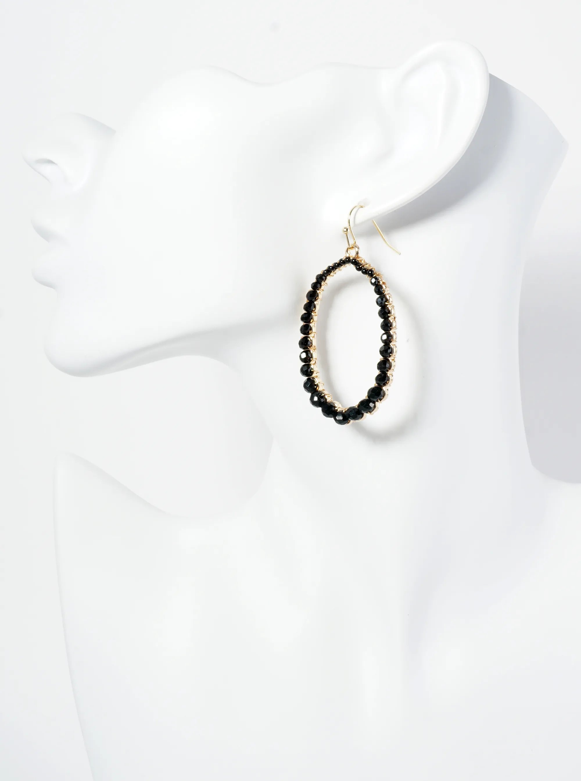 Graduated Glass Beaded Long Hexagon Dangle Drop Earrings