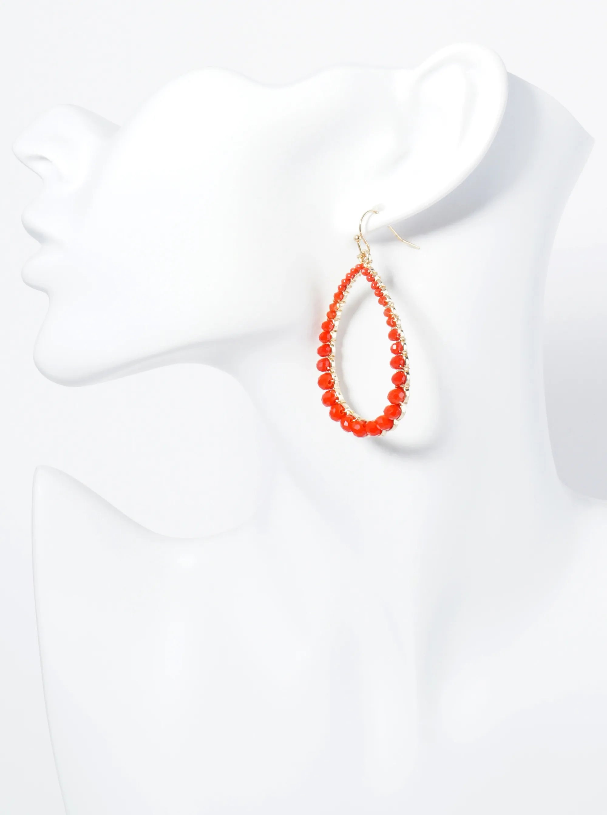 Graduated Glass Beads Wire Wrapped Teardrop Earrings