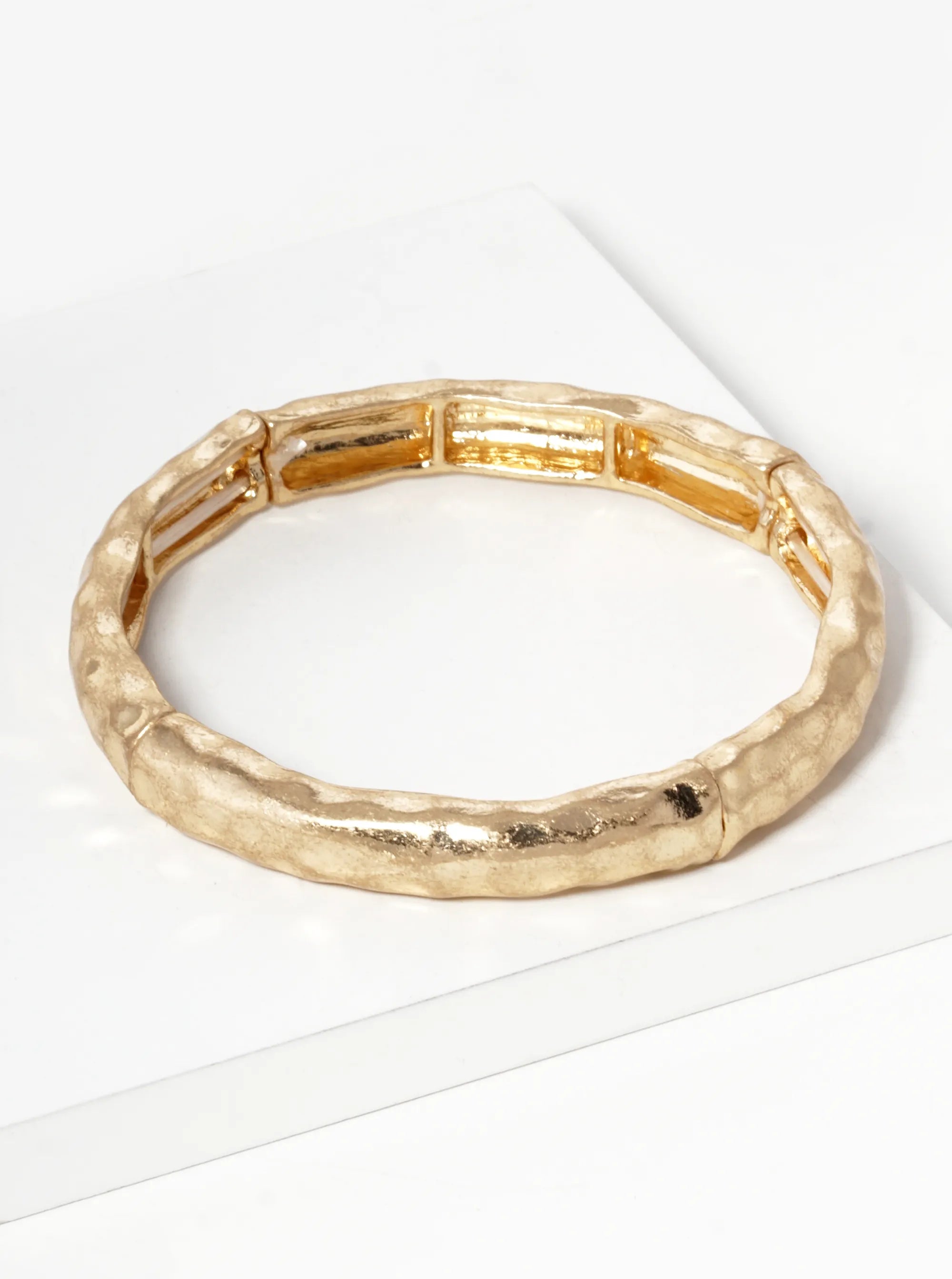 Hammered Metal Stretch Bangle Bracelet