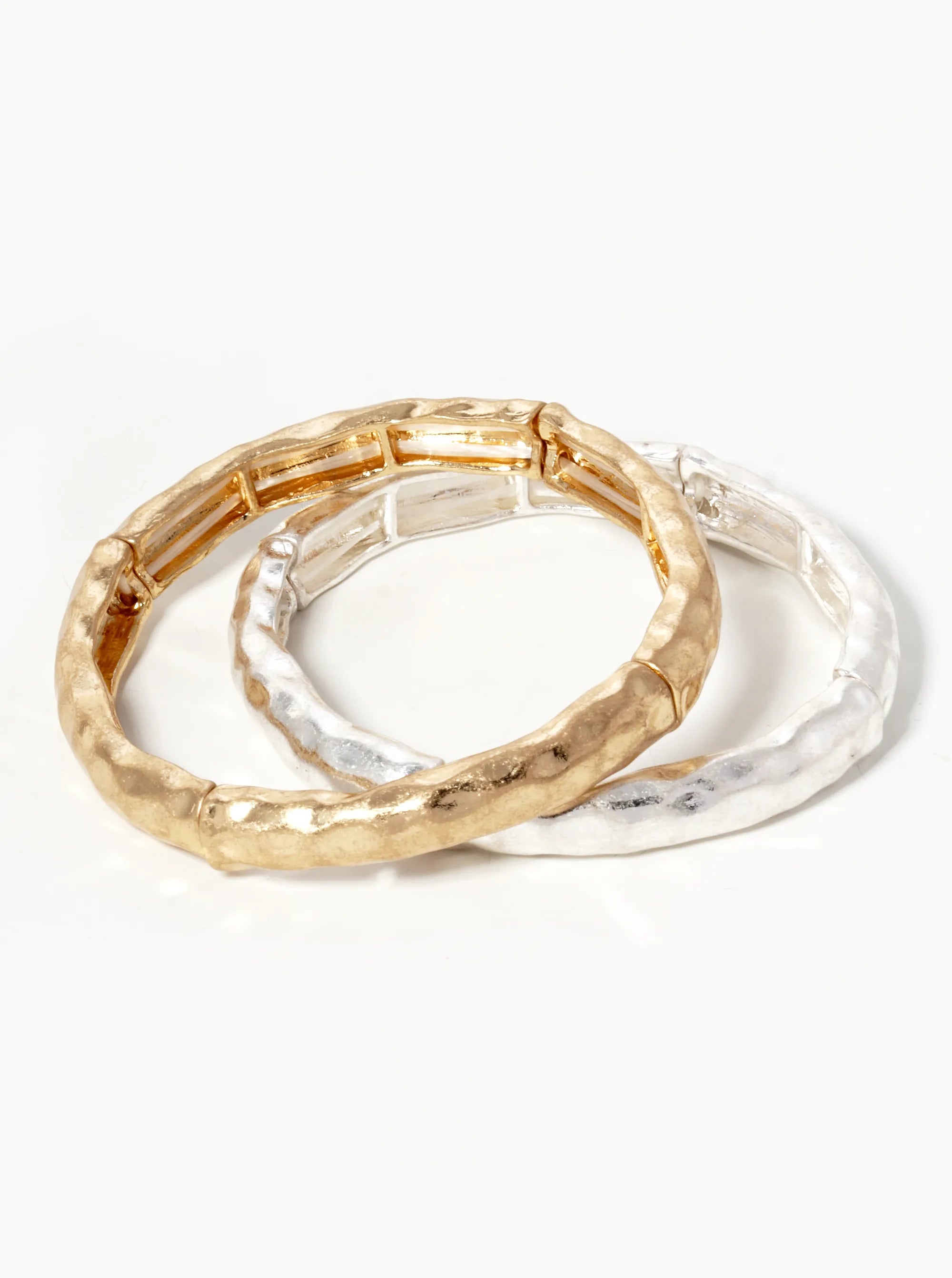 Hammered Metal Stretch Bangle Bracelet