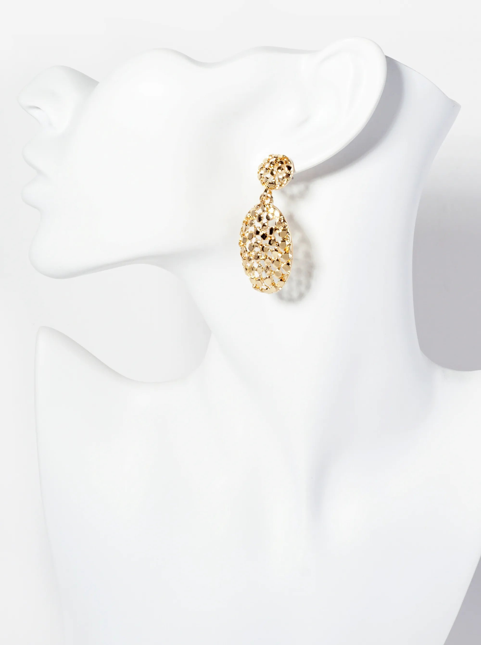 Intricate Filigree Oval Drop Dangle Post Earrings