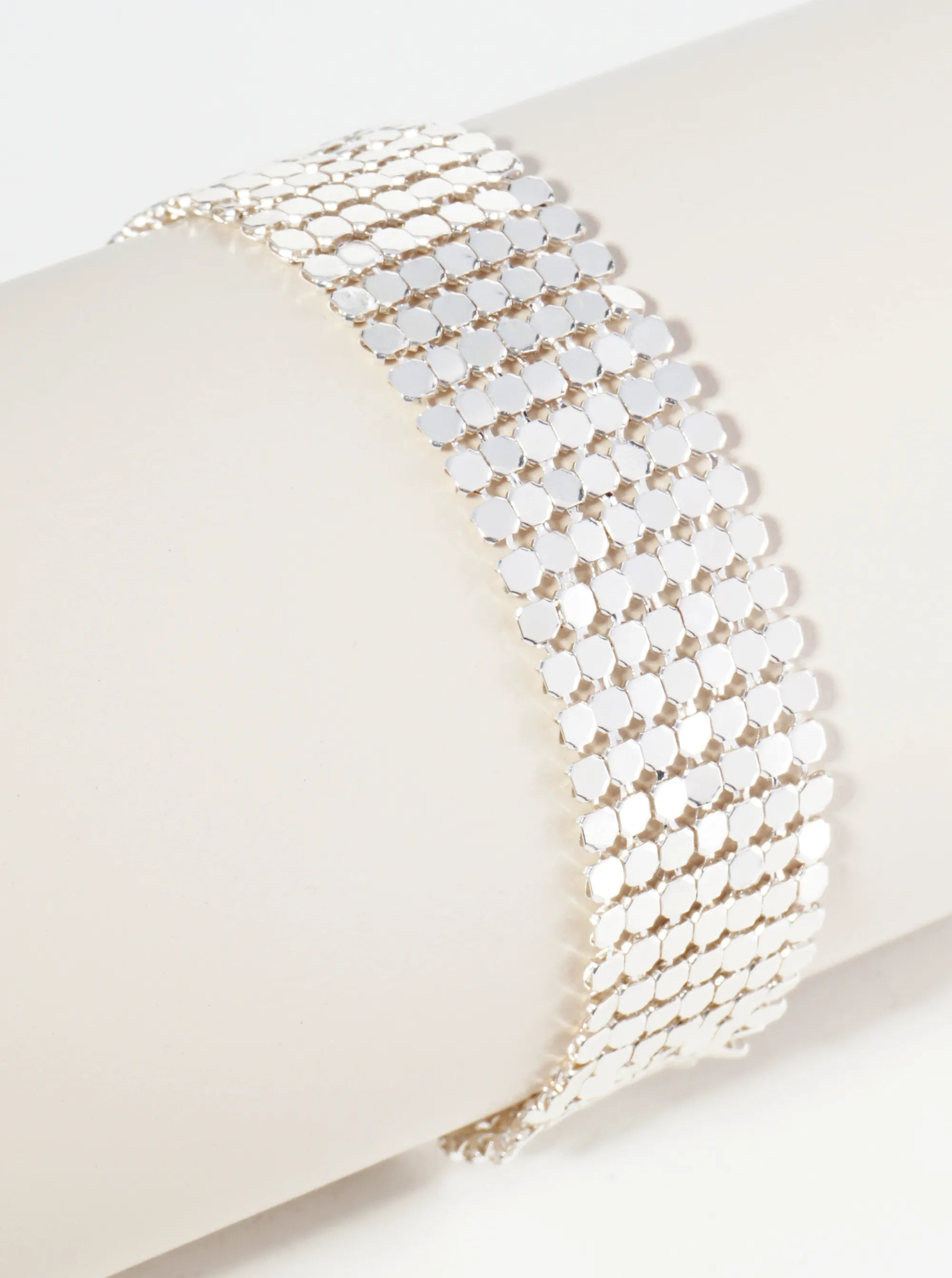 Metal Multi Strand Octagon Shape Mesh Chain Bracelet