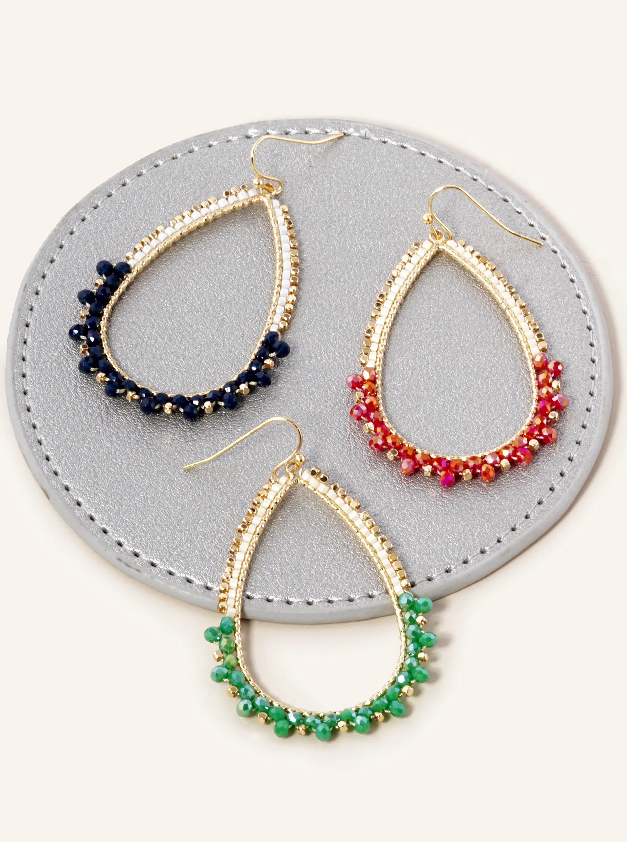 Multi Beaded Teardrop Dangle Earrings