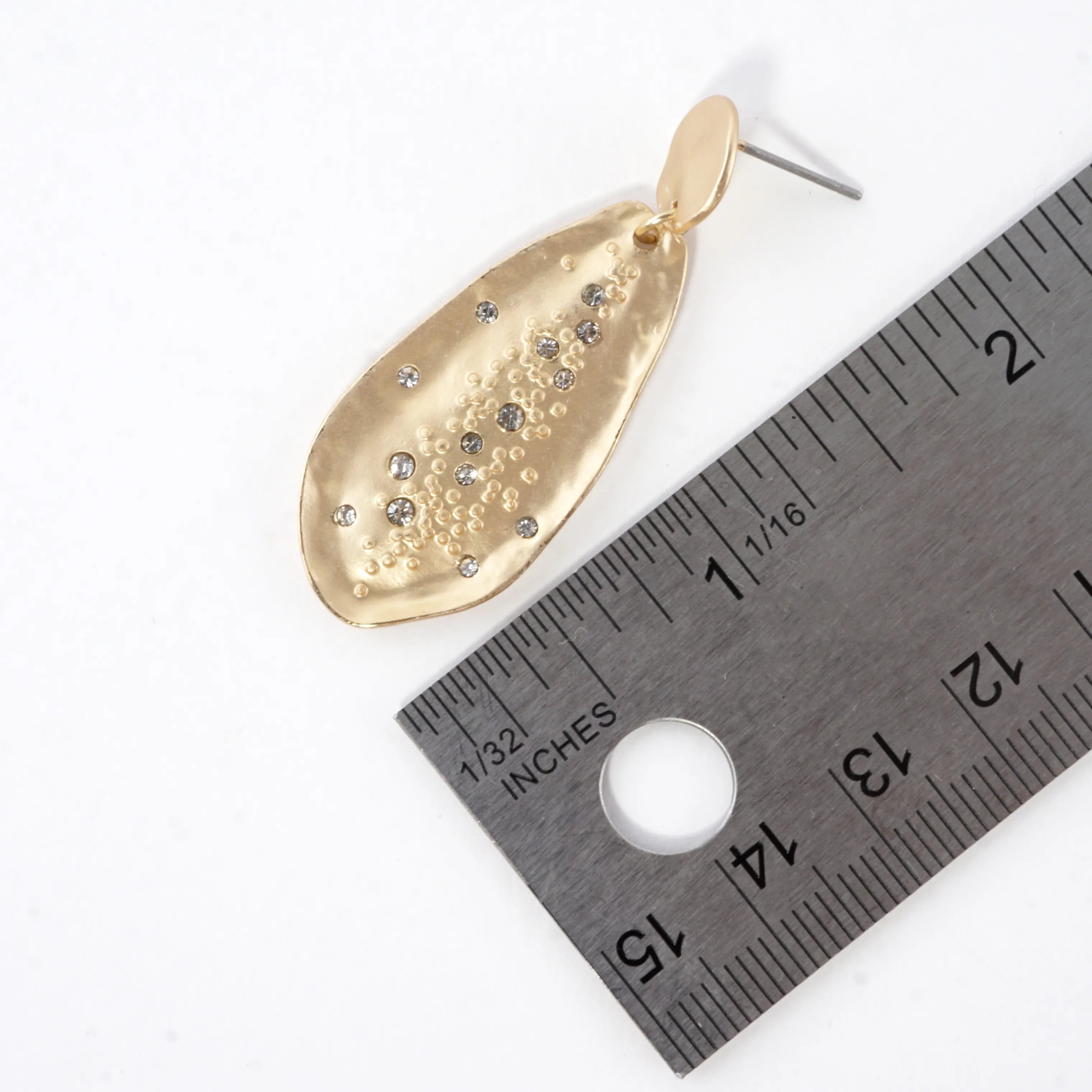 Organic Hammered Drop Sprinkle Crystal Earrings
