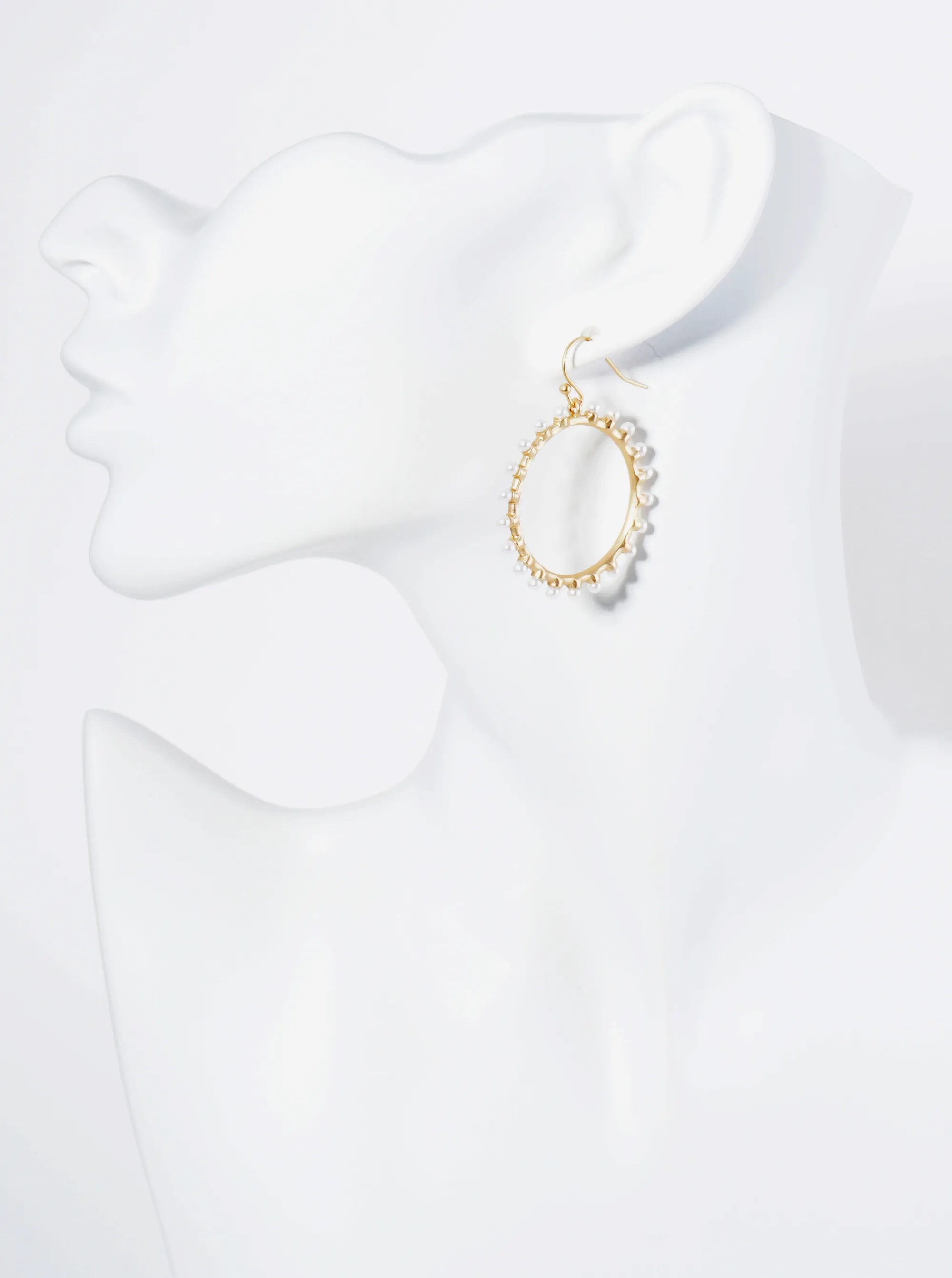 Pearl Beaded Circle Dangle Drop Earrings