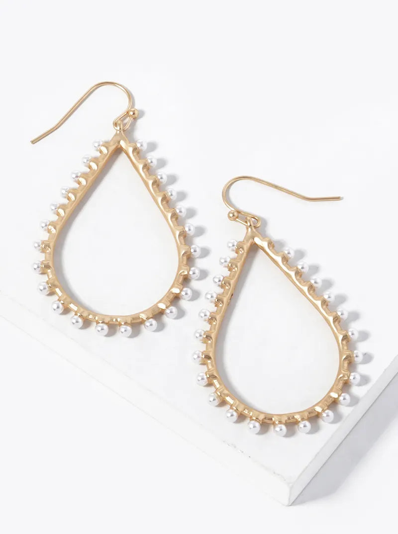 Pearl Beaded Teardrop Lightweight Dangle Earrings