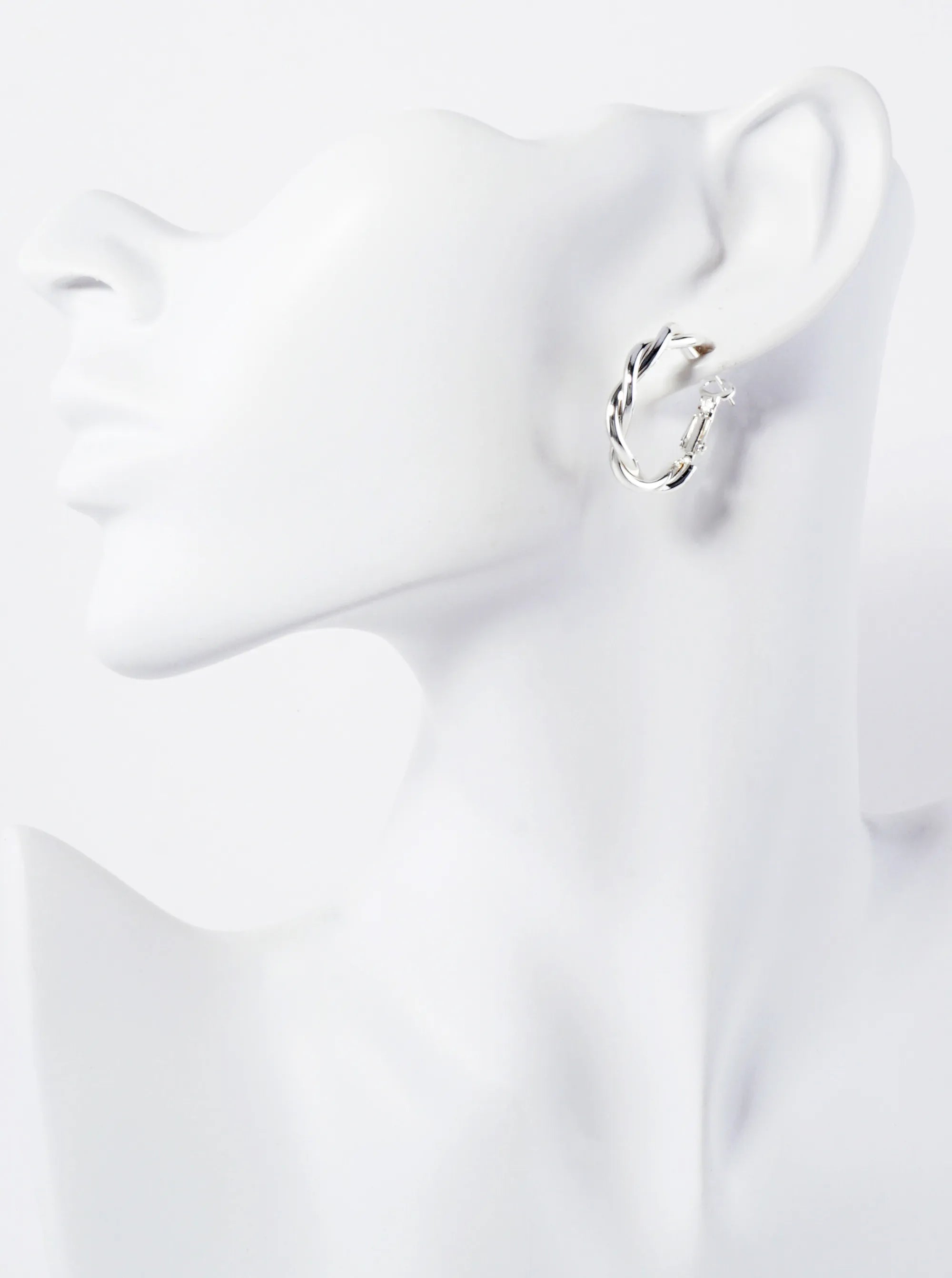 Polished Metal 25mm Twist Omega-Back Hoop Earrings