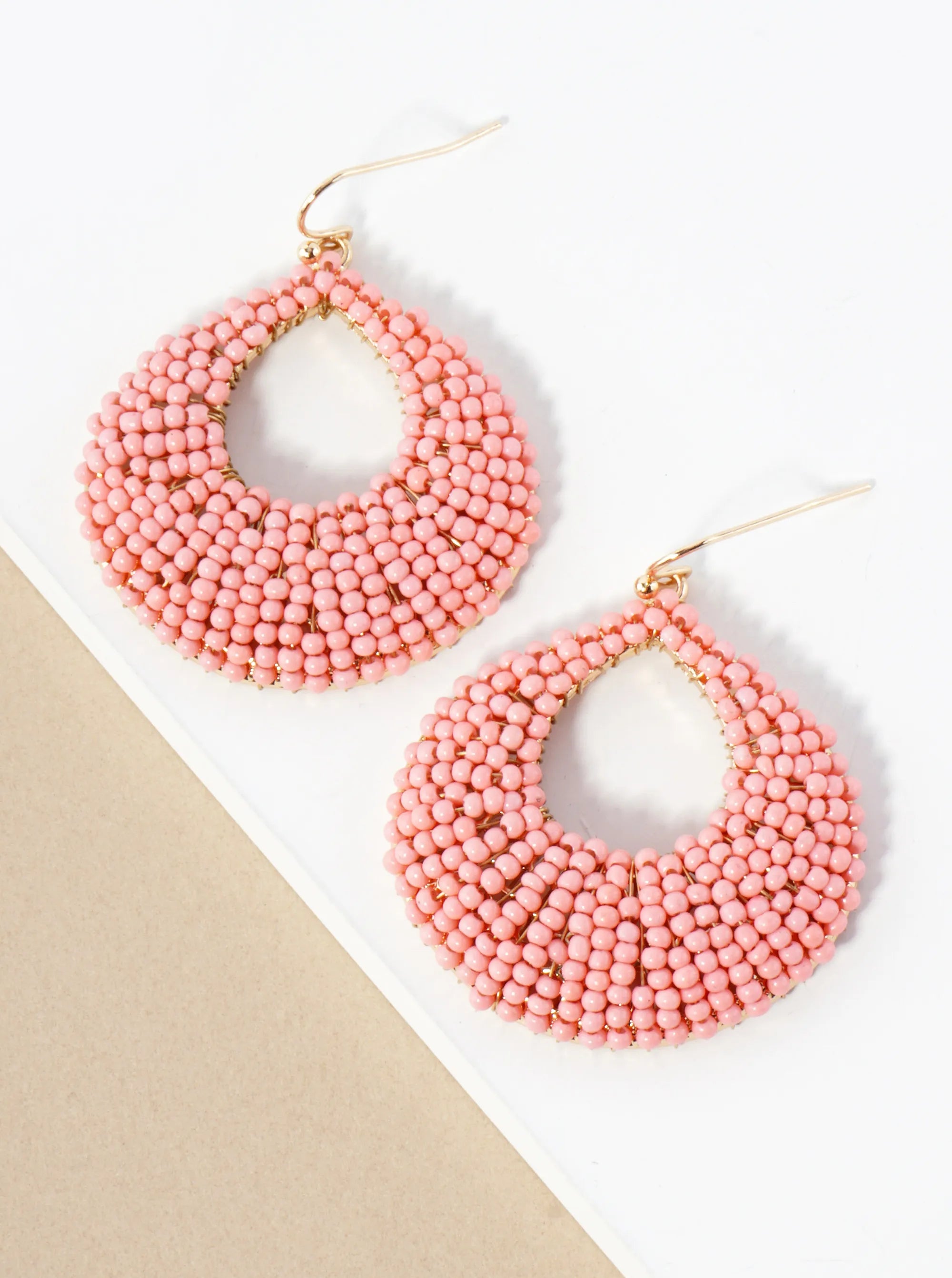 Seashell-Inspired Seed-Bead Embellished Earrings