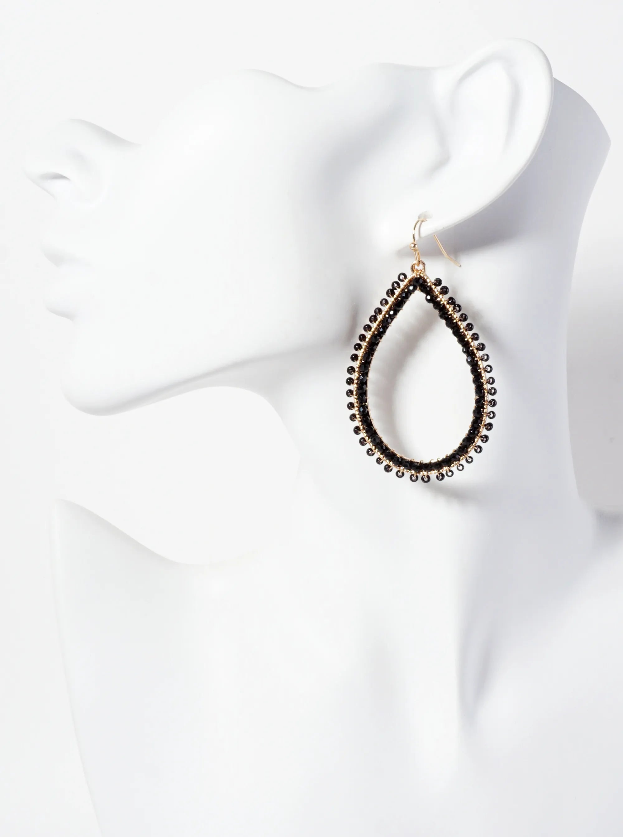 Seed-Beads Wire-Wrapped Teardrop Dangle Earrings