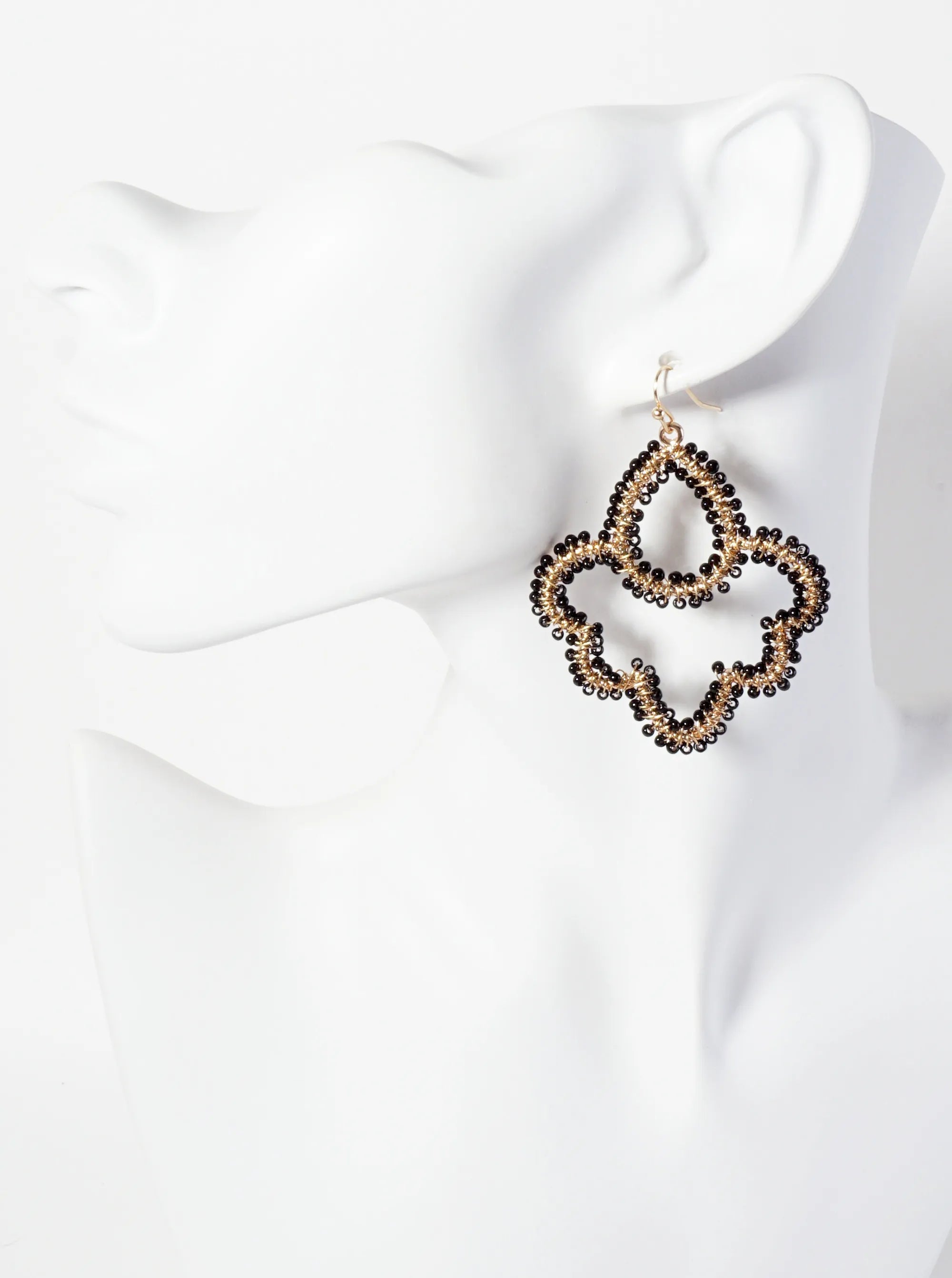 Seed-Beads Wire-Wrapped Teardrop Dangle Earrings