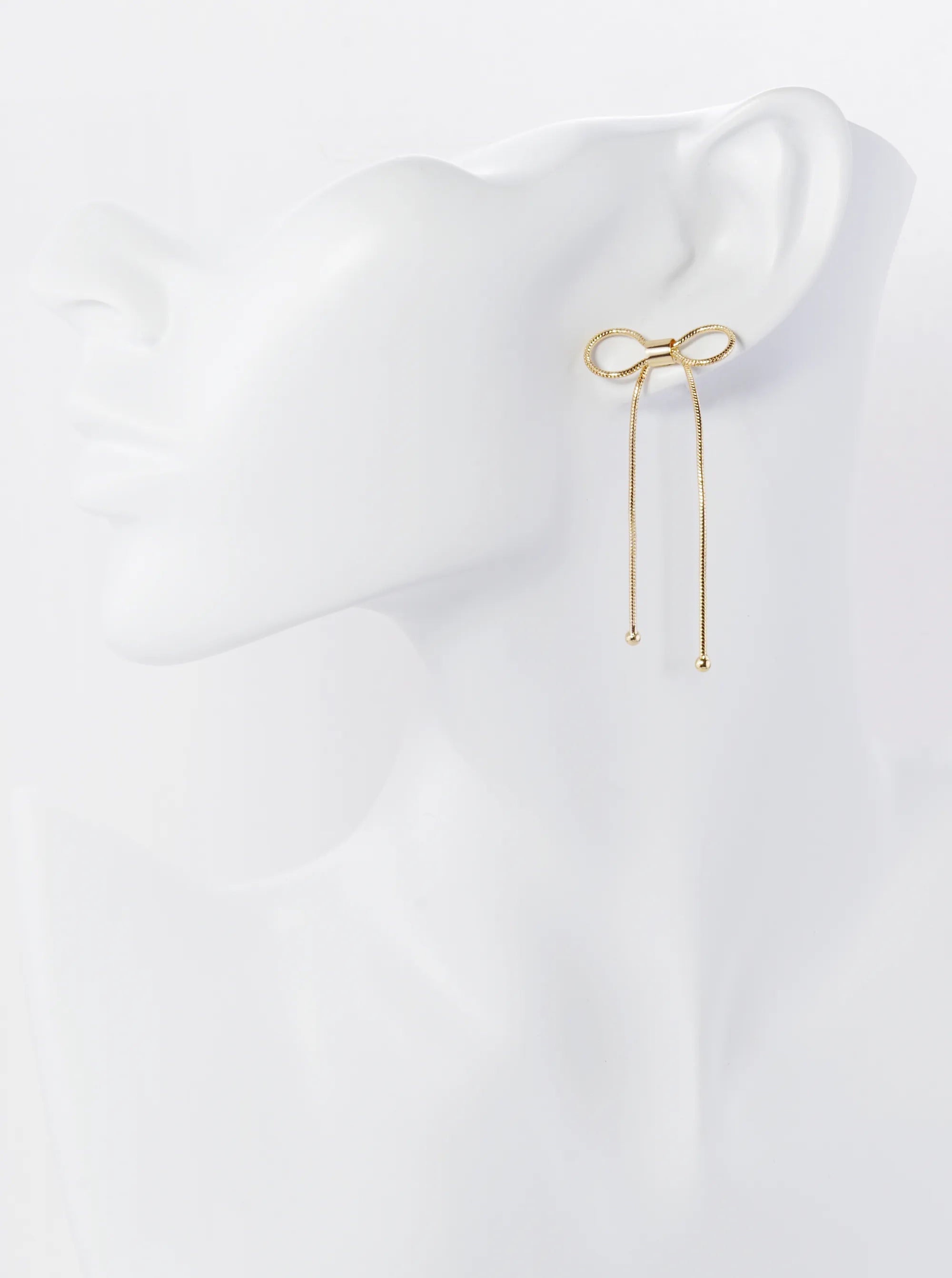 Snake Chain Ribbon Bow Drop Post Earrings
