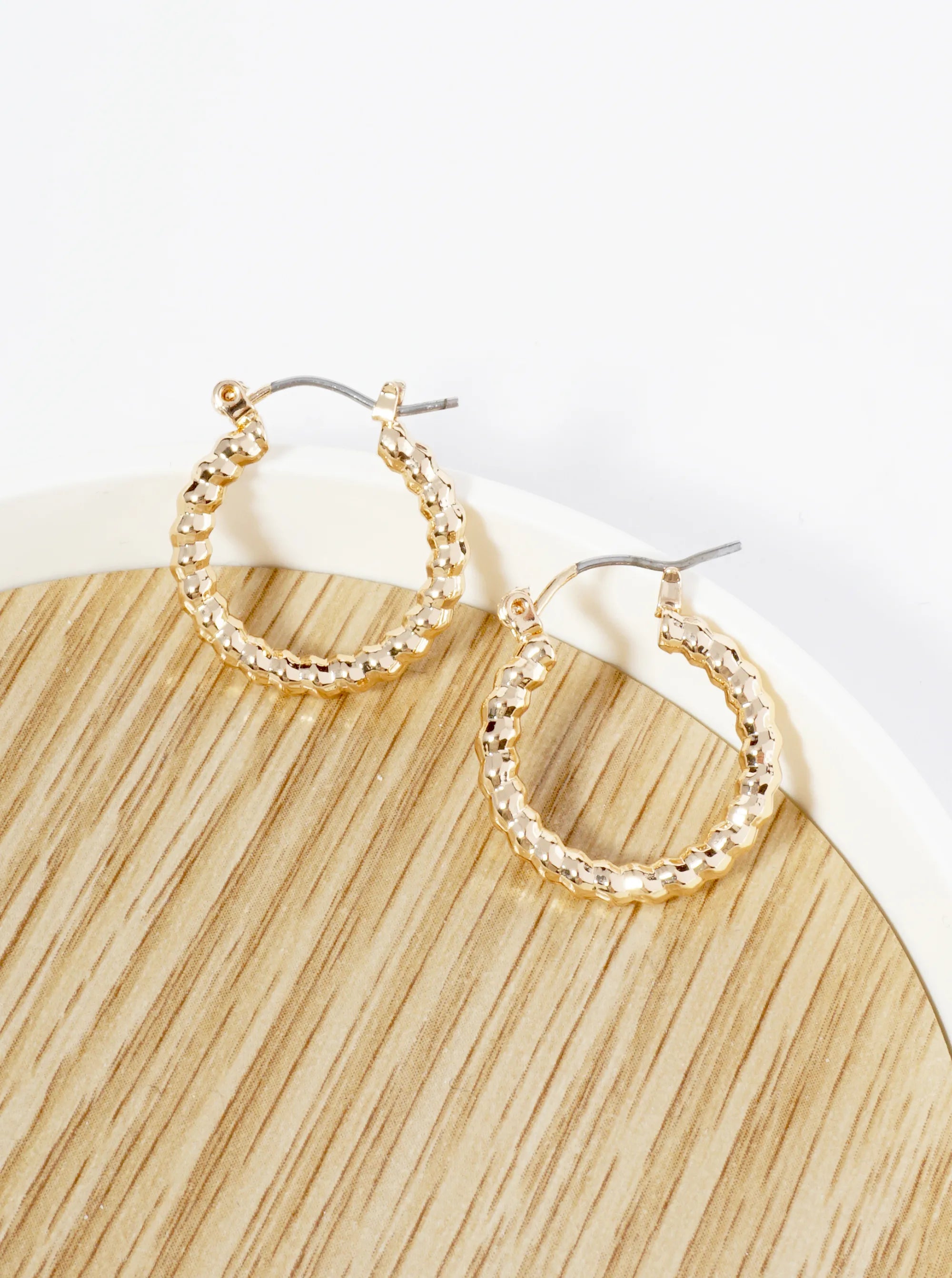 Textured Metal 20mm Hoop Earrings