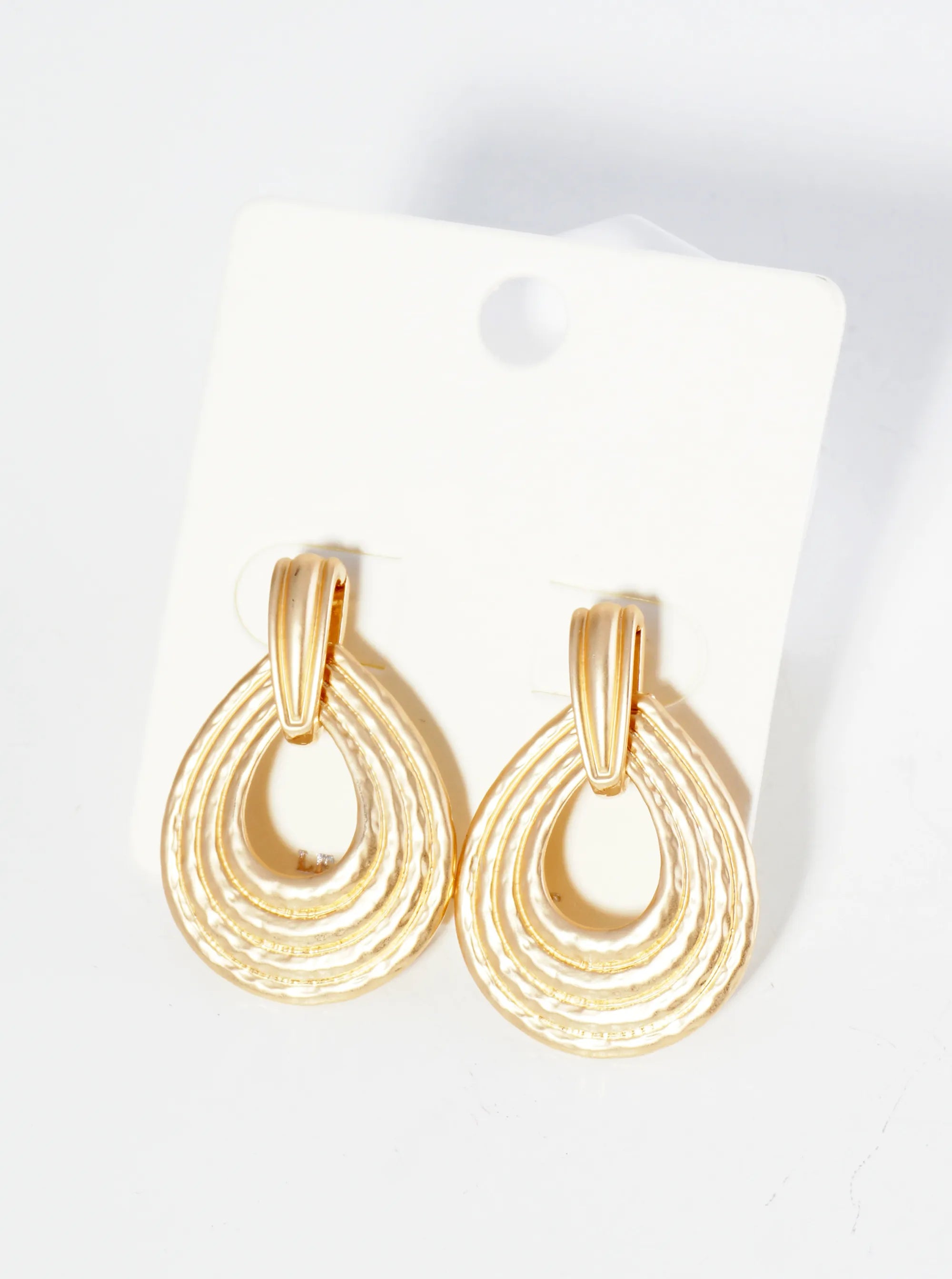 Textured Metal Teardrop Post Earrings