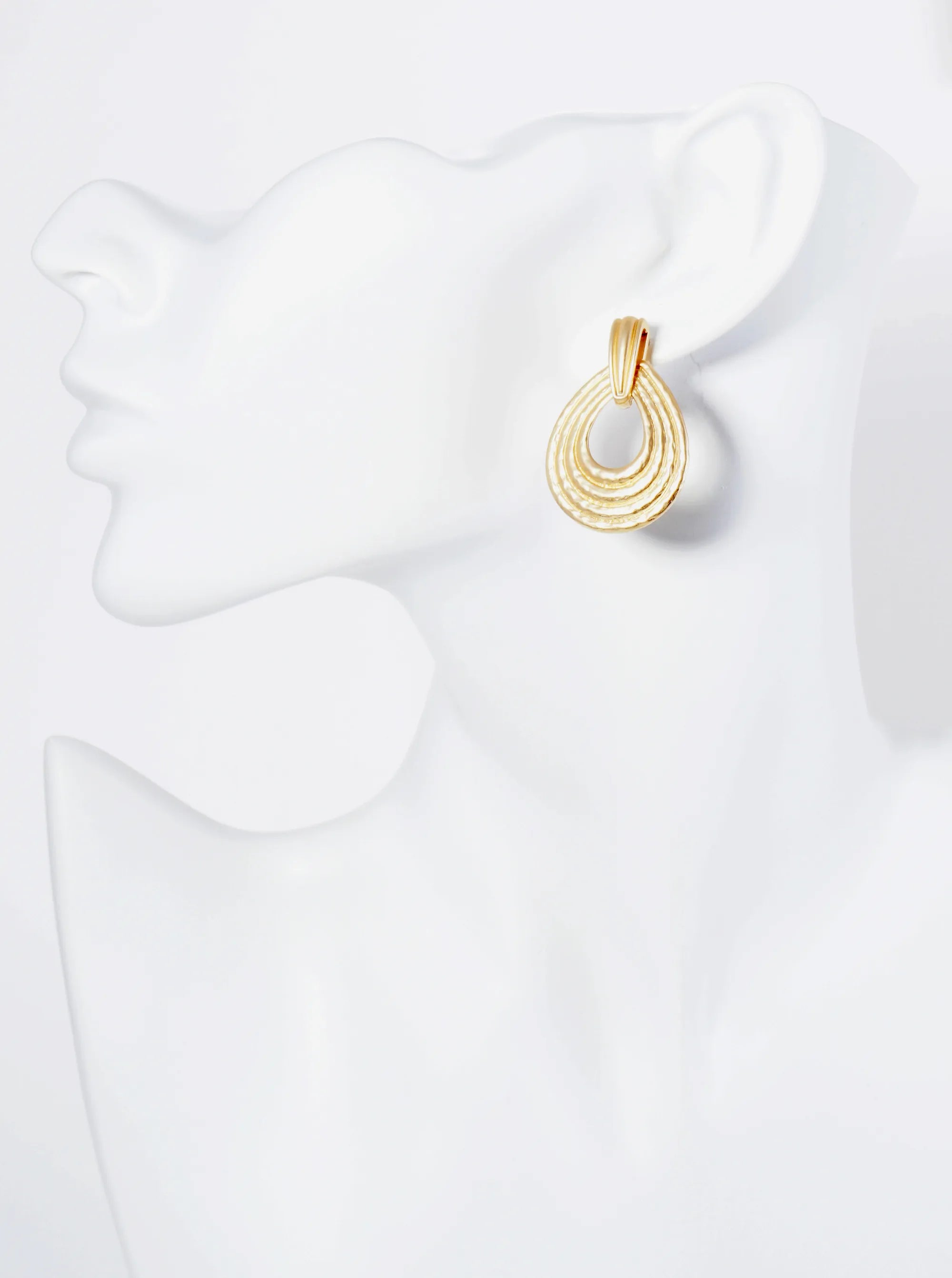 Textured Metal Teardrop Post Earrings