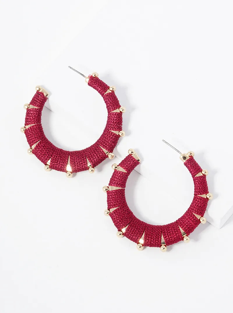 Thread Wrapped 40mm Open Hoop Earrings