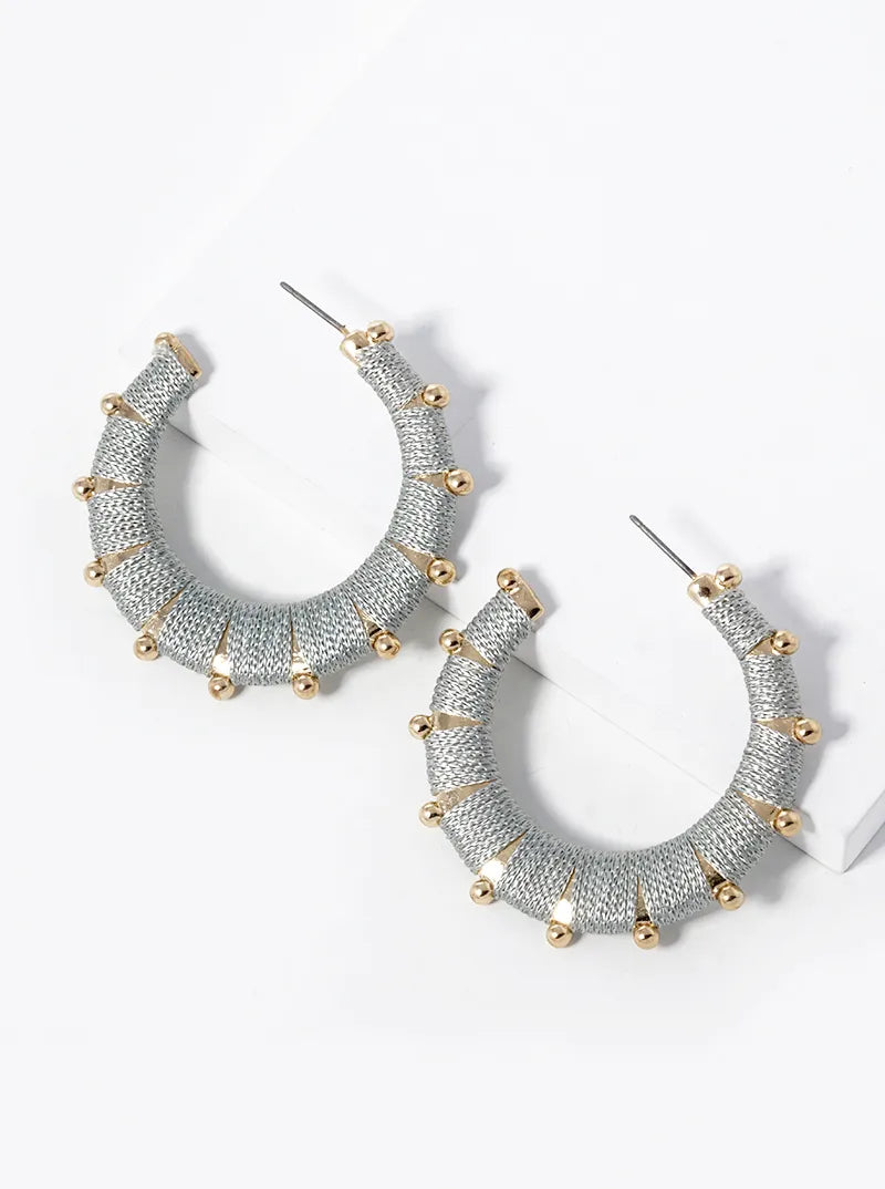 Thread Wrapped 40mm Open Hoop Earrings
