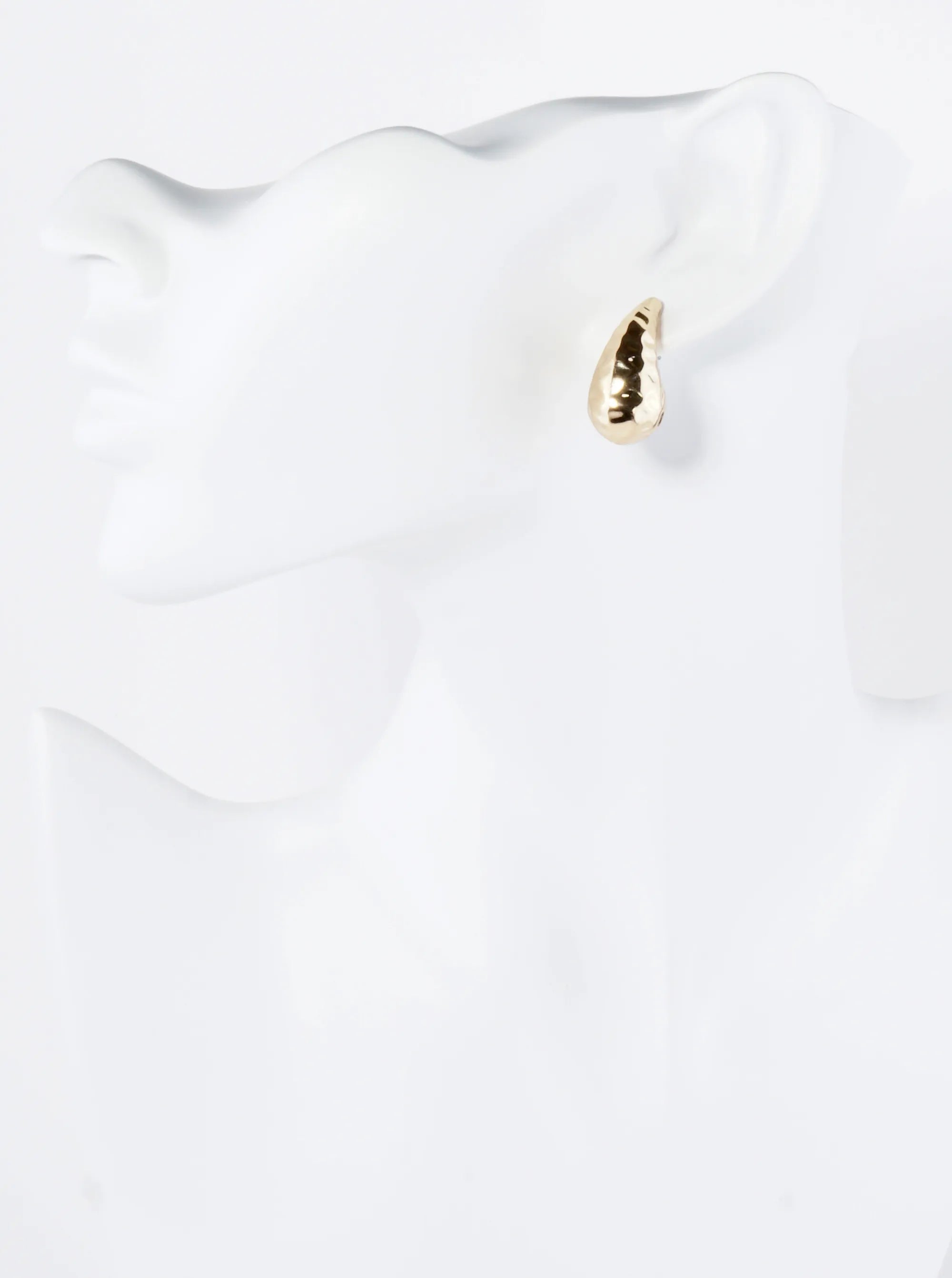 1 Inch Hammered Hollow Puffy Teardrop Stud Earrings