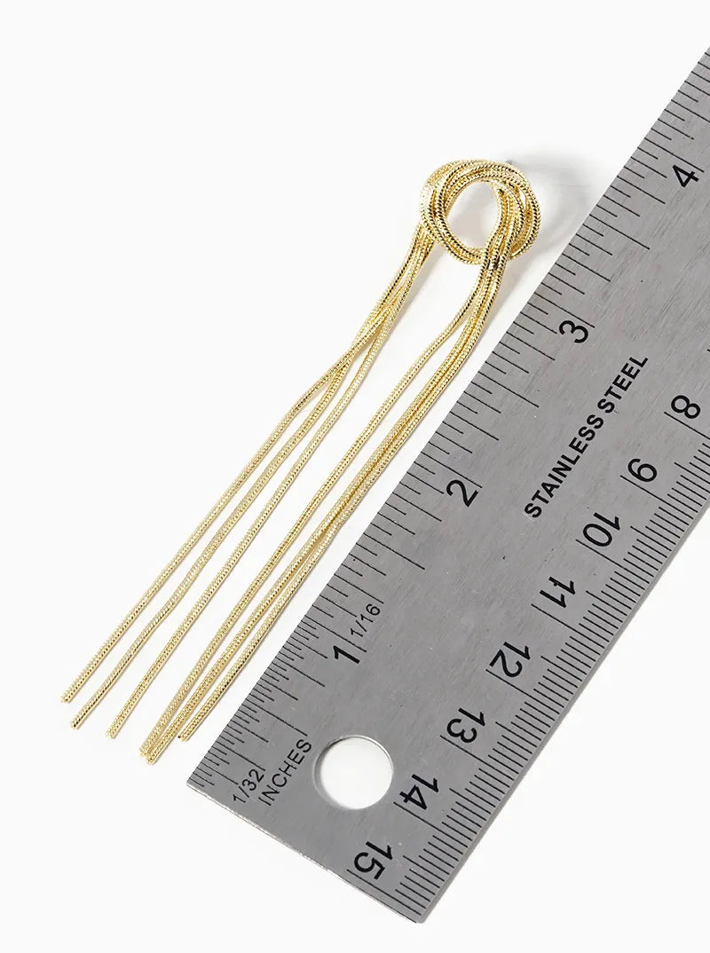 18k Gold Dipped Linear Knot Drop Post Earrings