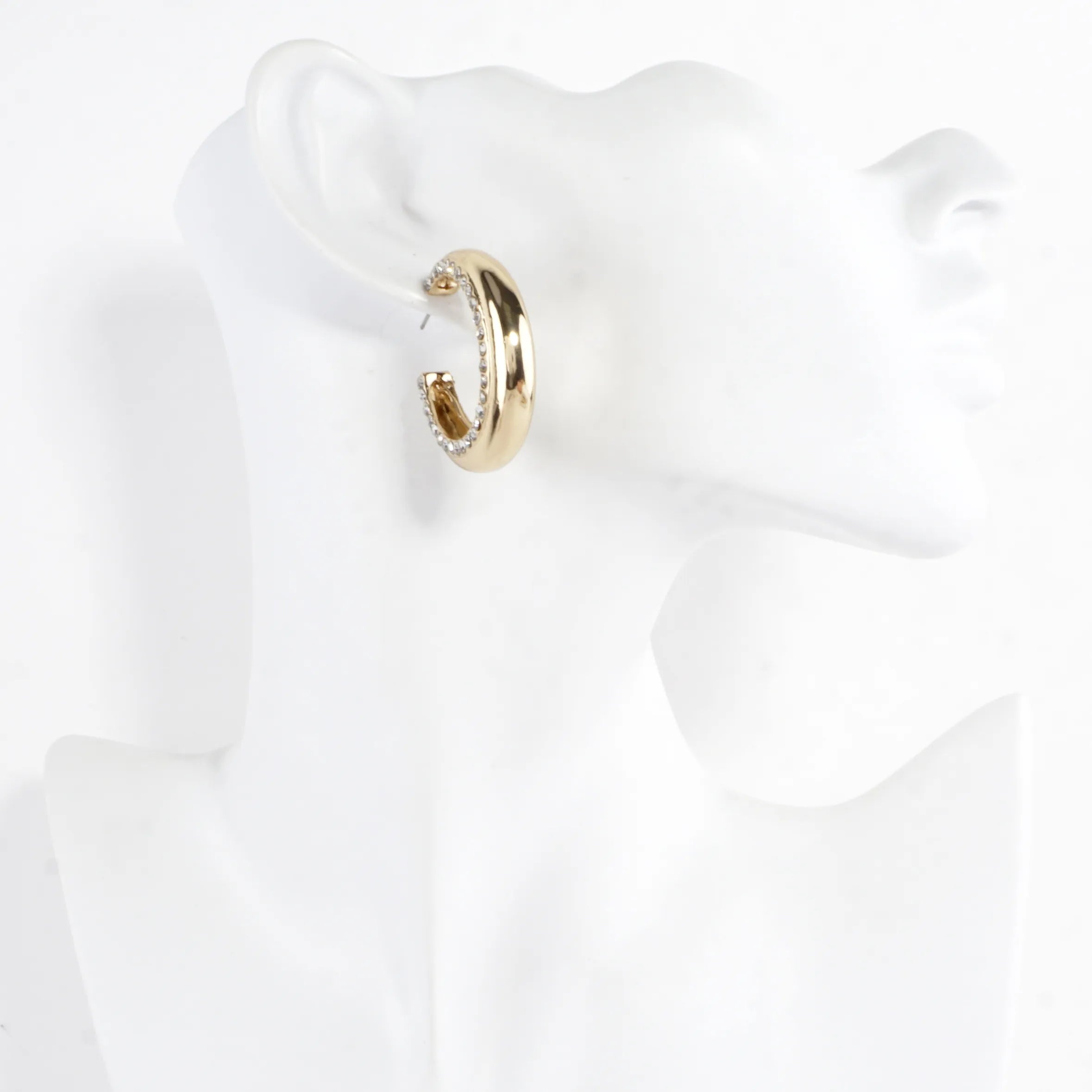 2 Side Tapered Crystal Circle Hoop Earrings