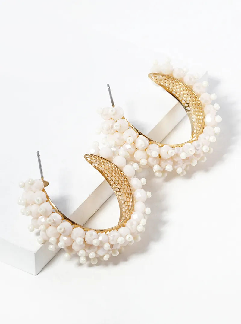 3 Line Crystal Beaded Hoop Earrings