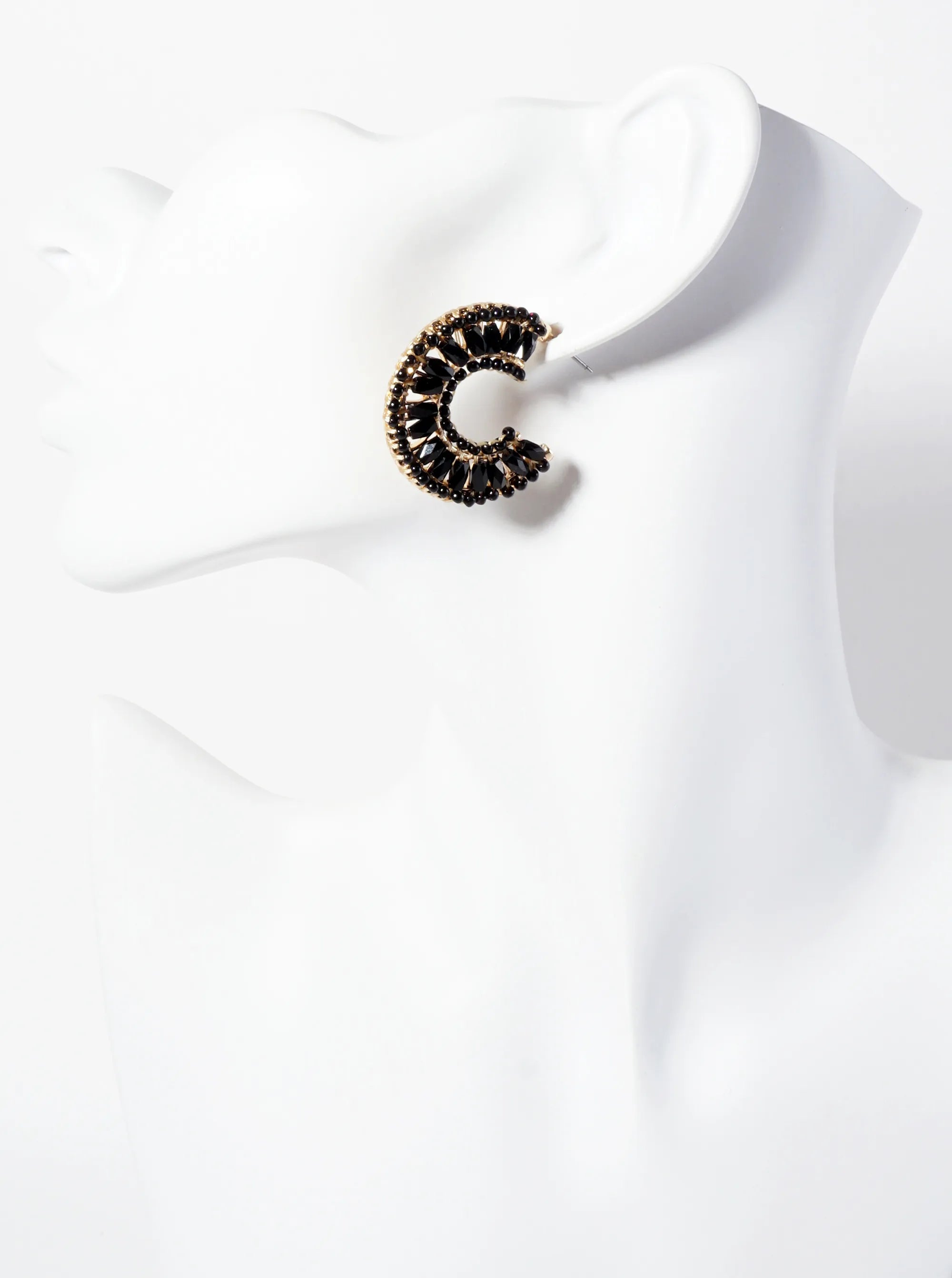 30mm Glass-Beads Thread-Wrapped 10mm Wide Open Hoop Earrings