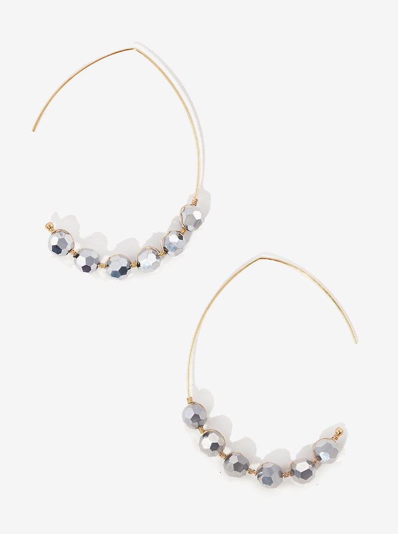 30mm Glass Beaded Wire Threader Earrings