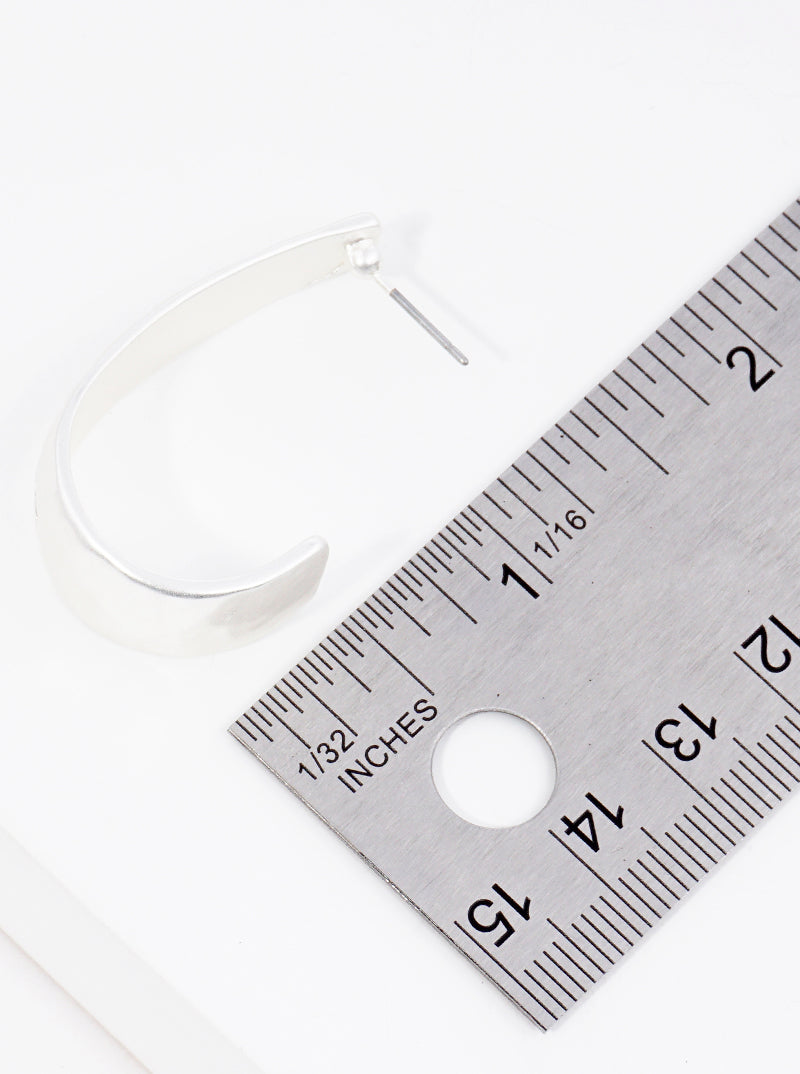 35mm Crystal Pave Hammer Textured Open Hoop Earrings