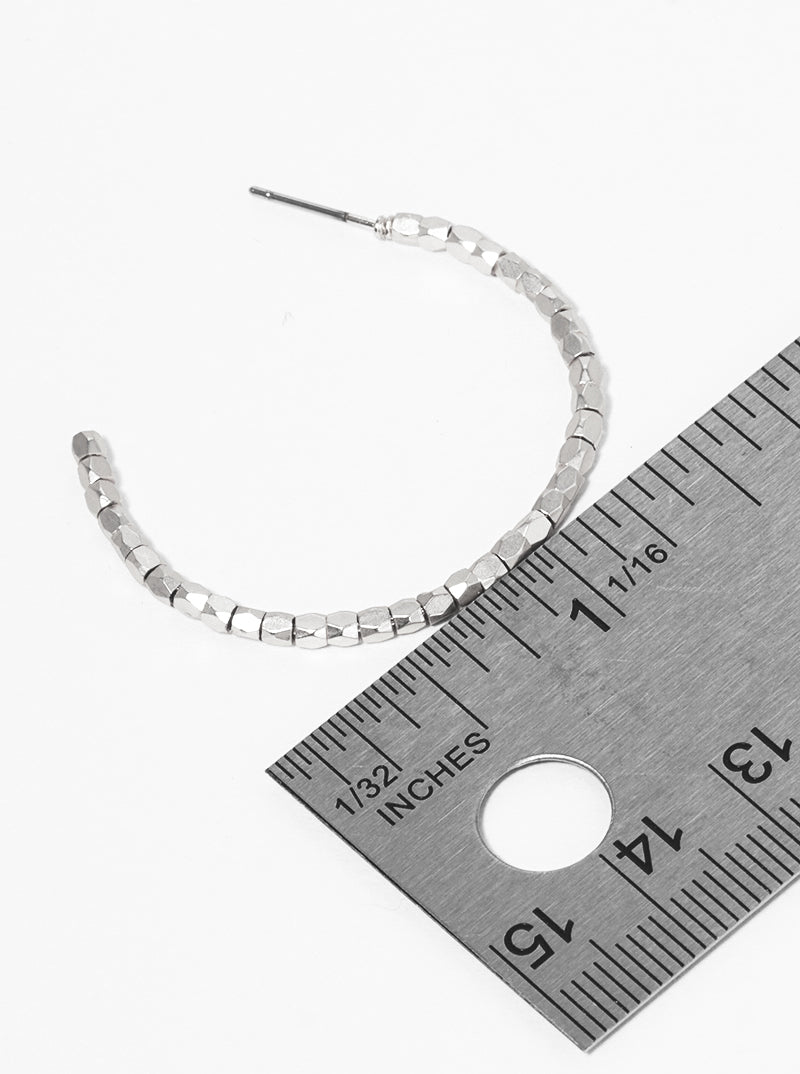35mm Faceted Metal Bead Hoop Earrings