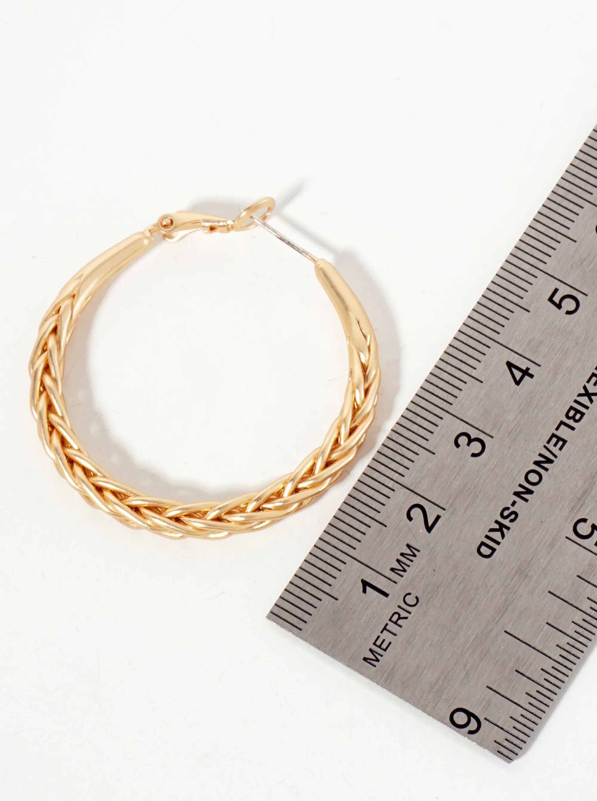 38mm Braided Metal Latch-Back Hoop Earrings