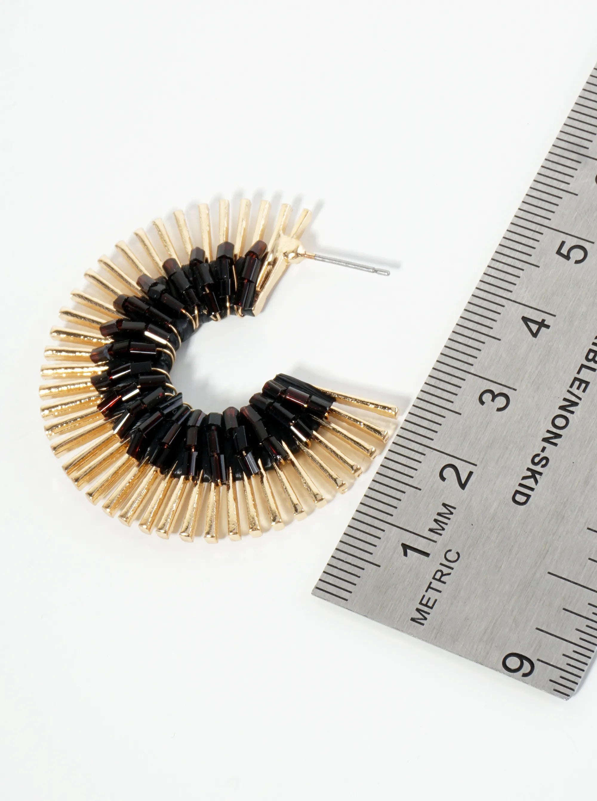 40mm Glass Beaded Sunburst Fan Hoop Earrings
