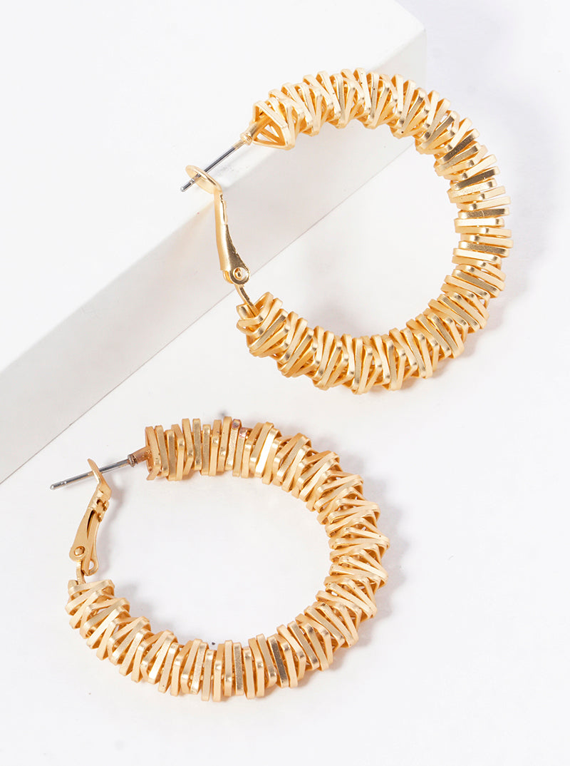 40mm Metallic Beaded Leverback Hoop Earrings