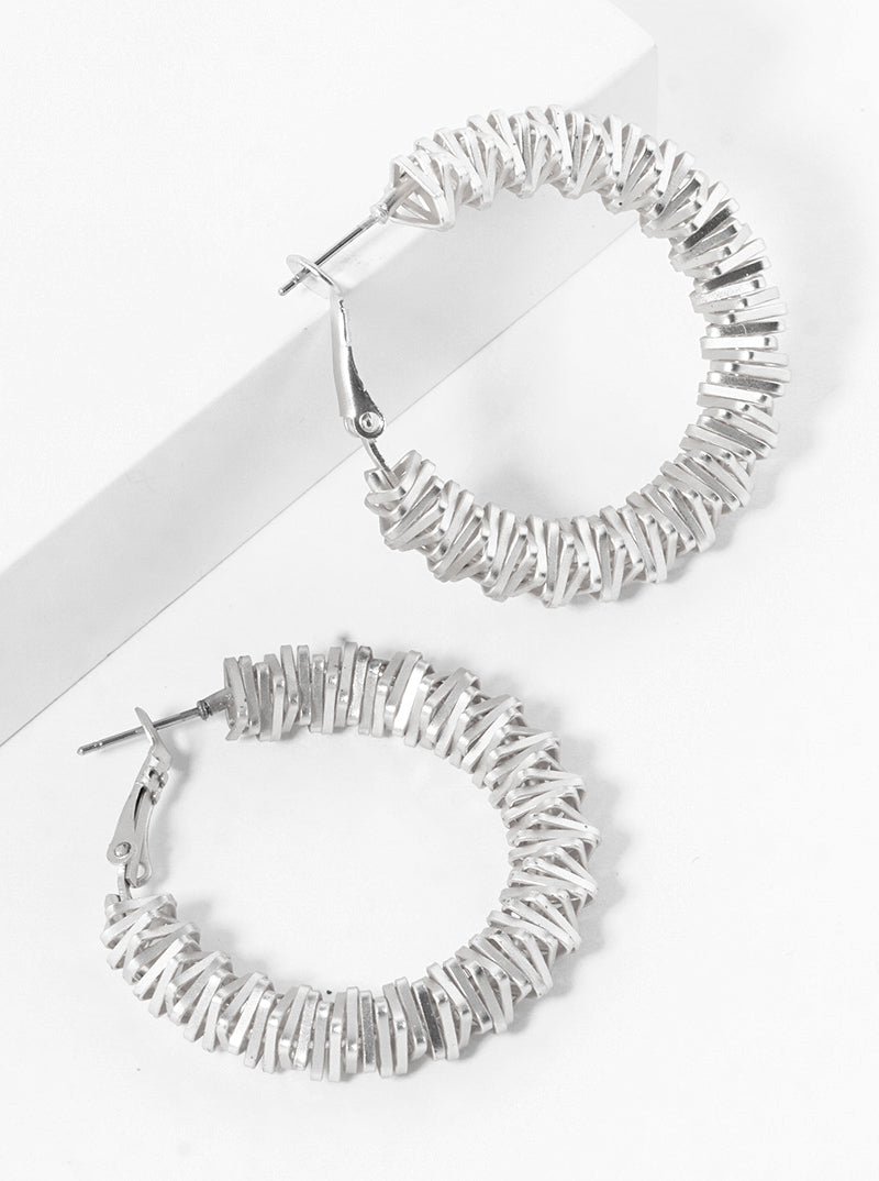 40mm Metallic Beaded Leverback Hoop Earrings