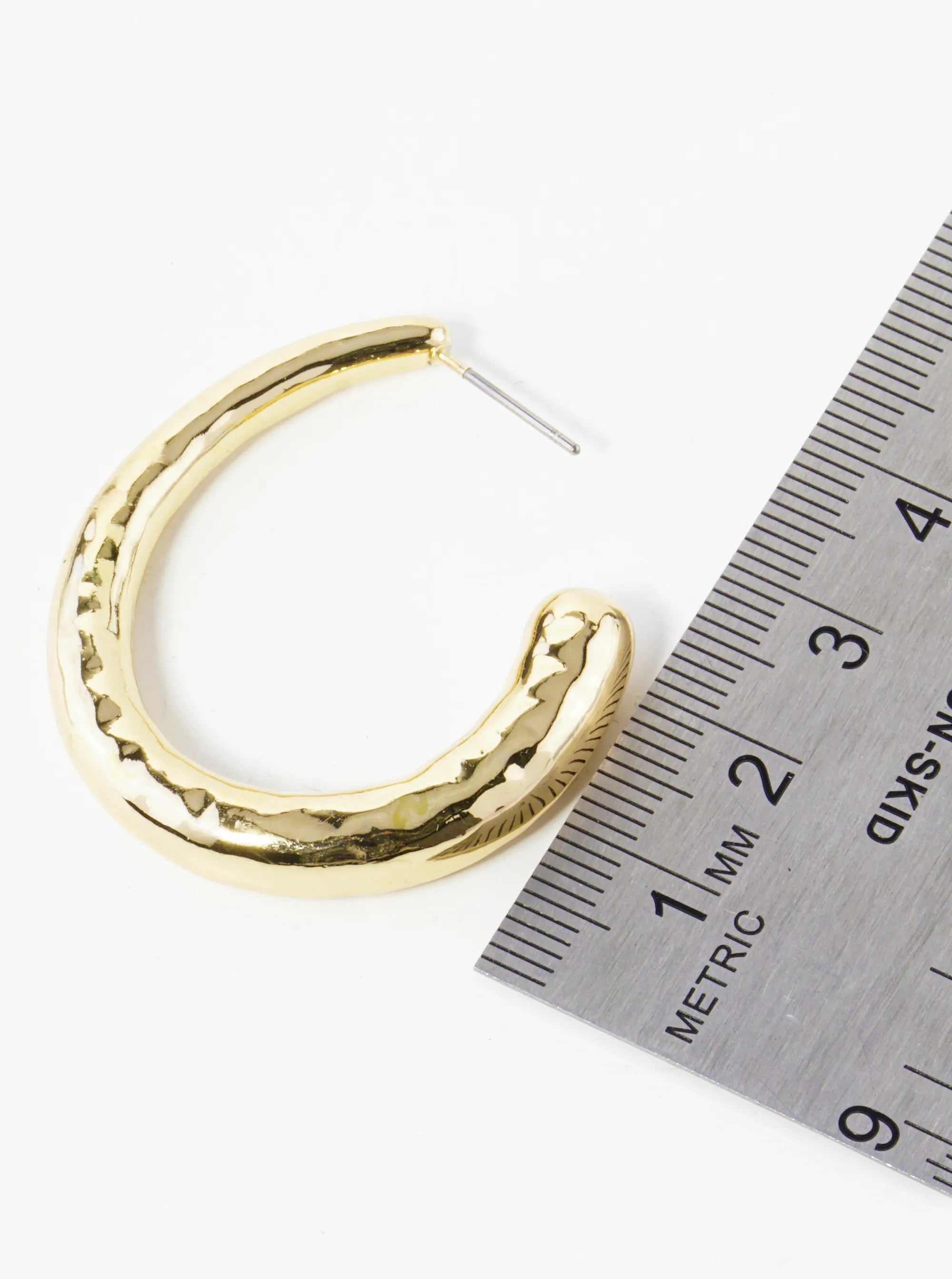 40mm Textured Metallic Hollow Hoop Earrings