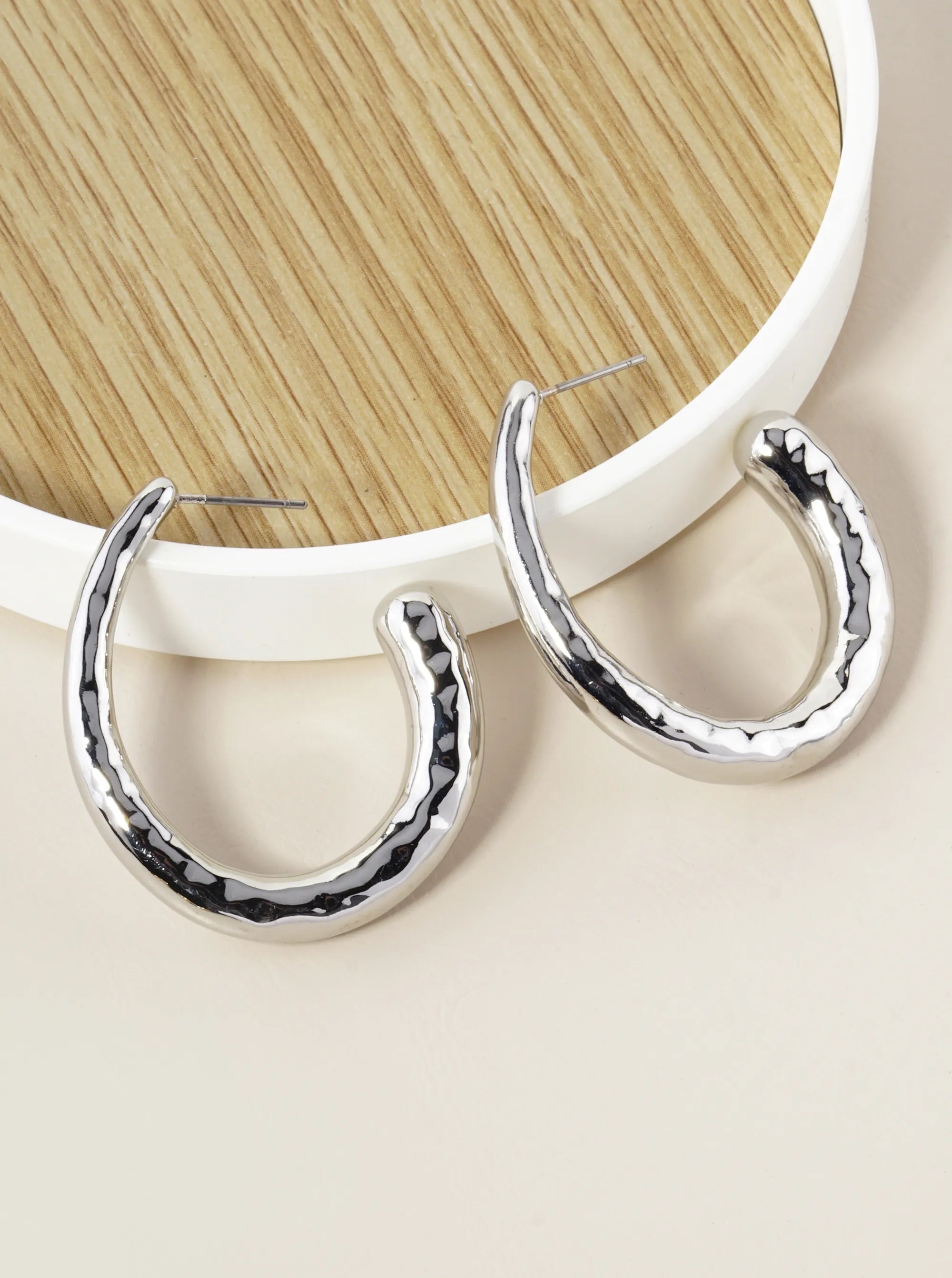 40mm Textured Metallic Hollow Hoop Earrings