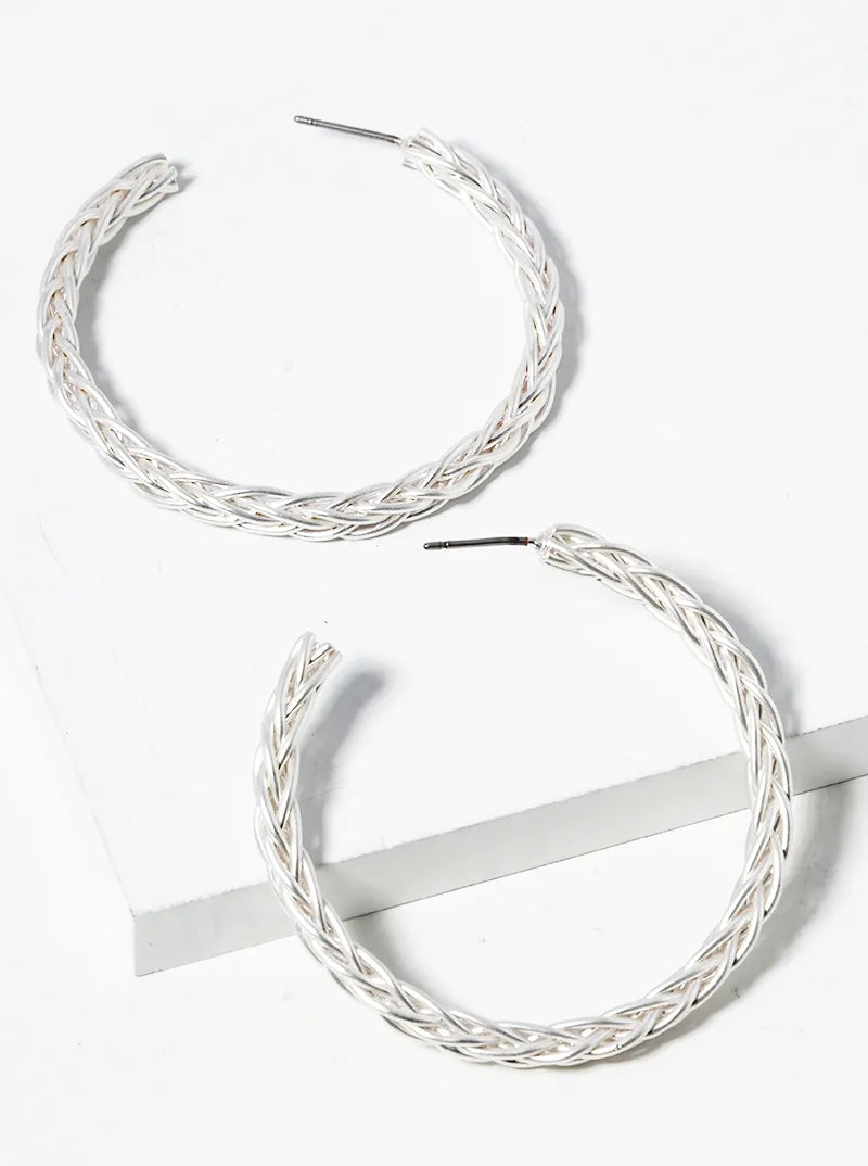 40mm Twisted Wire Open Hoop Earrings