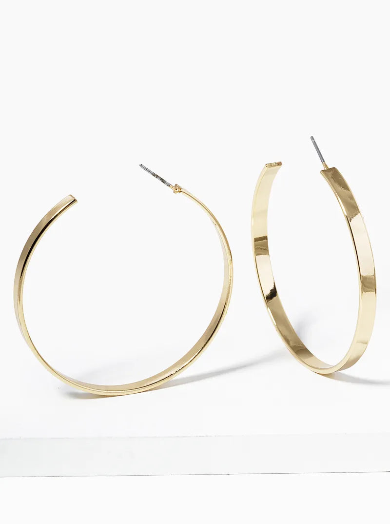 45mm Flat Wide Open Hoop Earrings