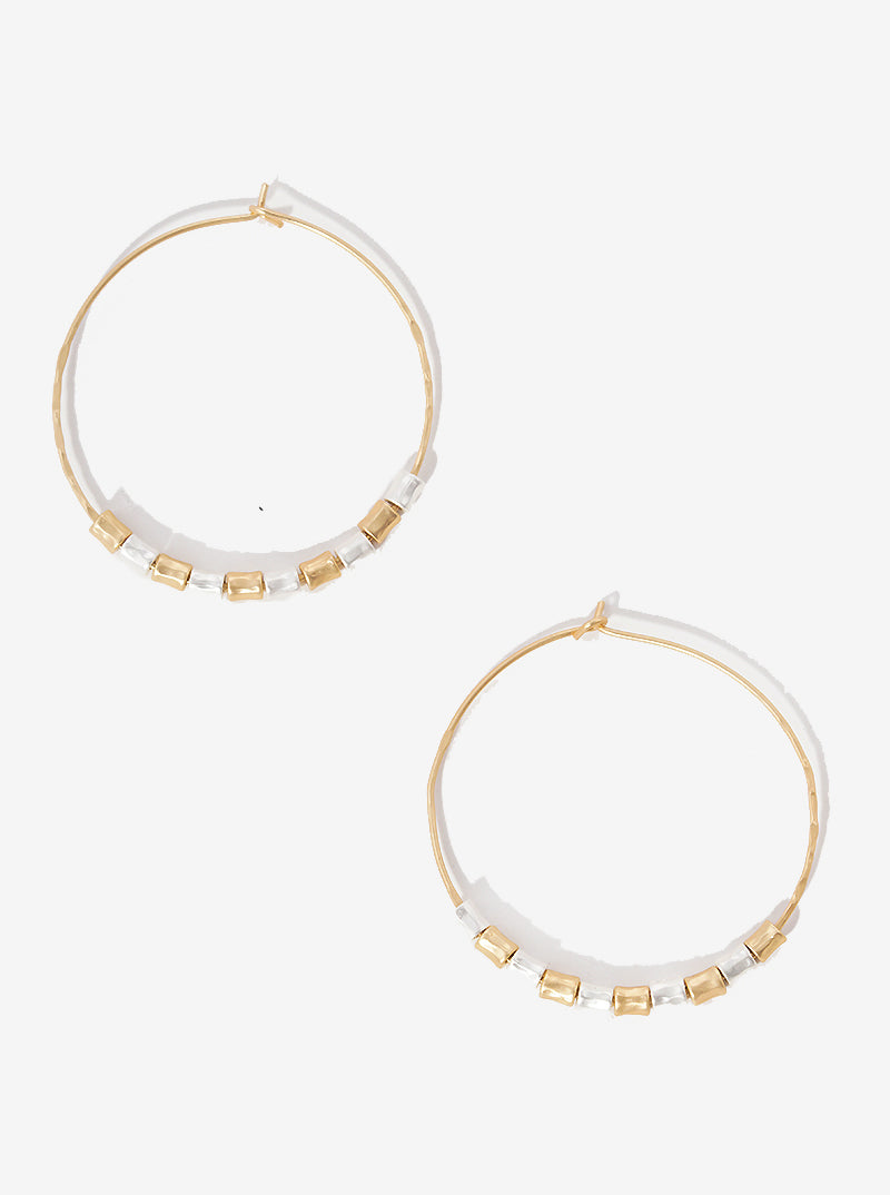 45mm Metal Beaded Wire Hoop Earrings