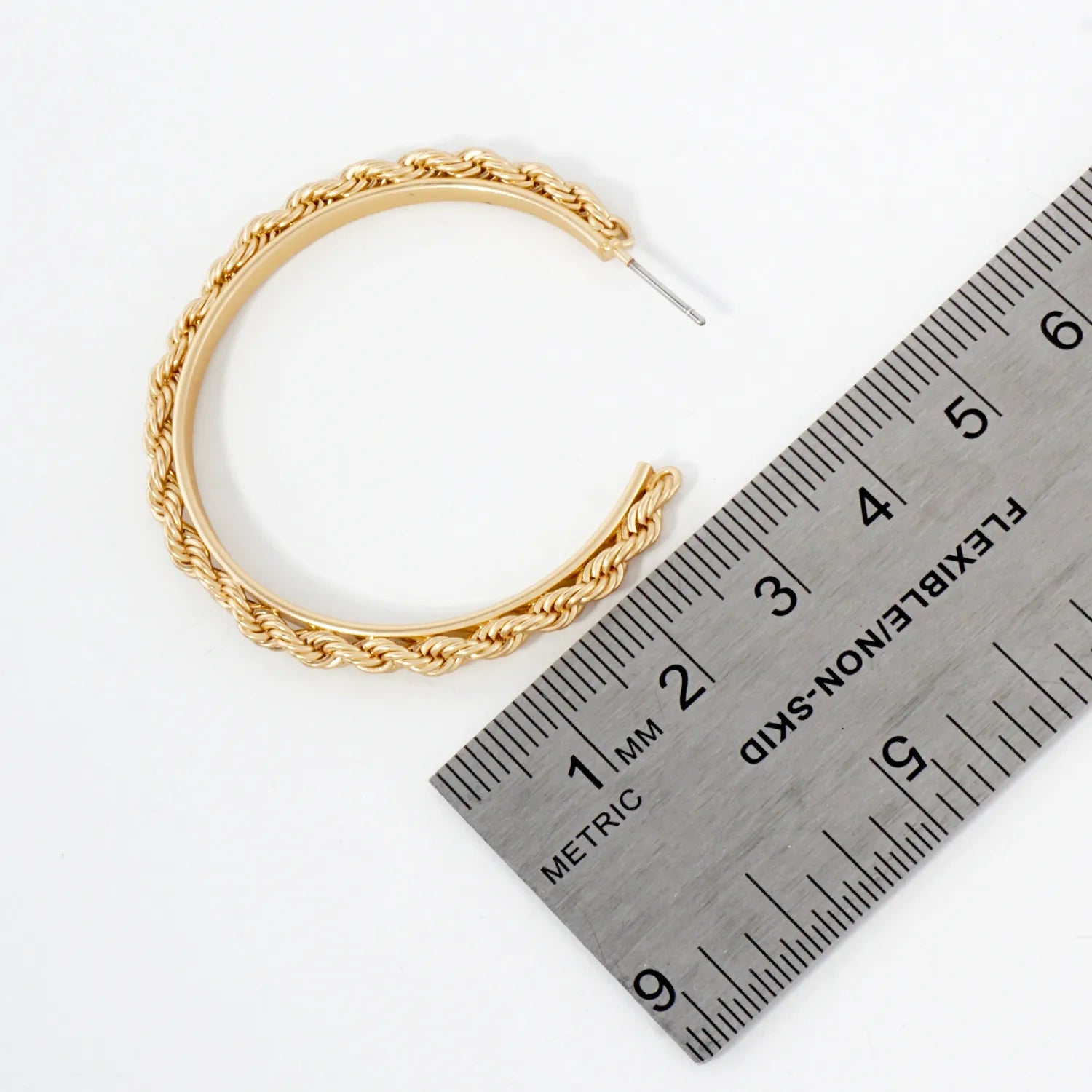 45mm Rope-Wrapped Look Push-Back Hoop Earrings