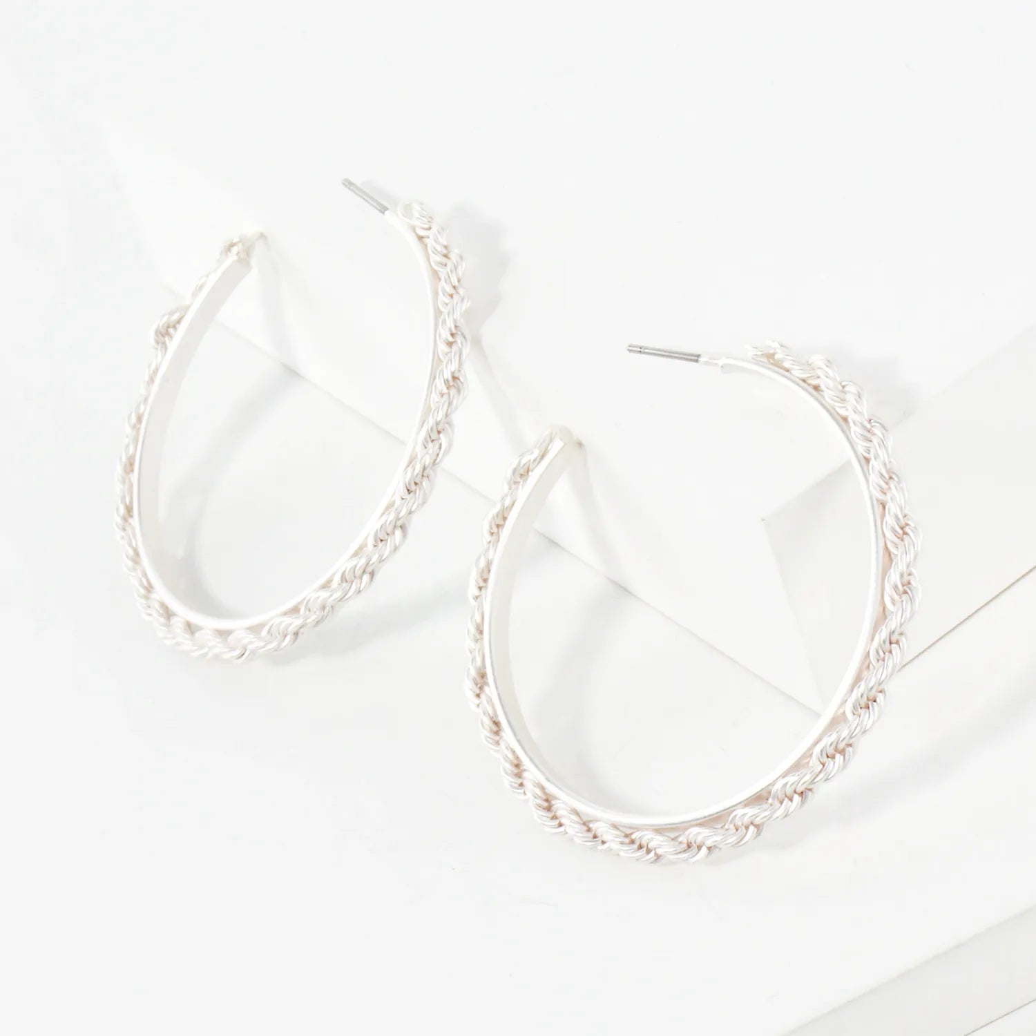45mm Rope-Wrapped Look Push-Back Hoop Earrings