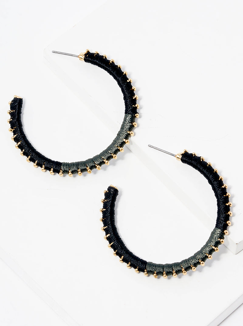 45mm Two-tone Thread Wrapped Open Hoop Earrings