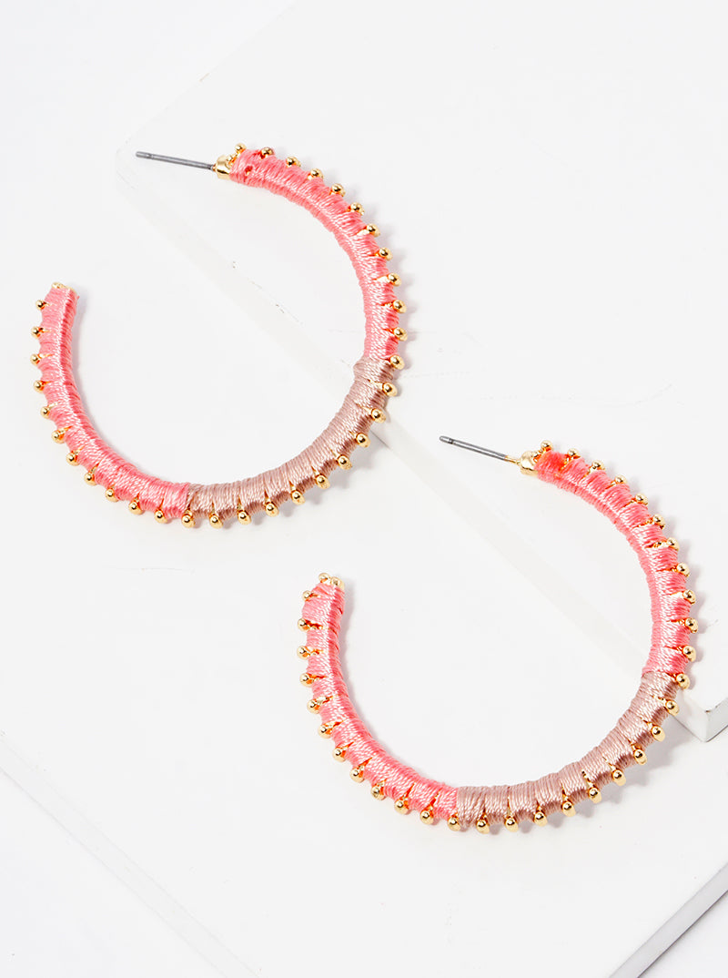 45mm Two-tone Thread Wrapped Open Hoop Earrings