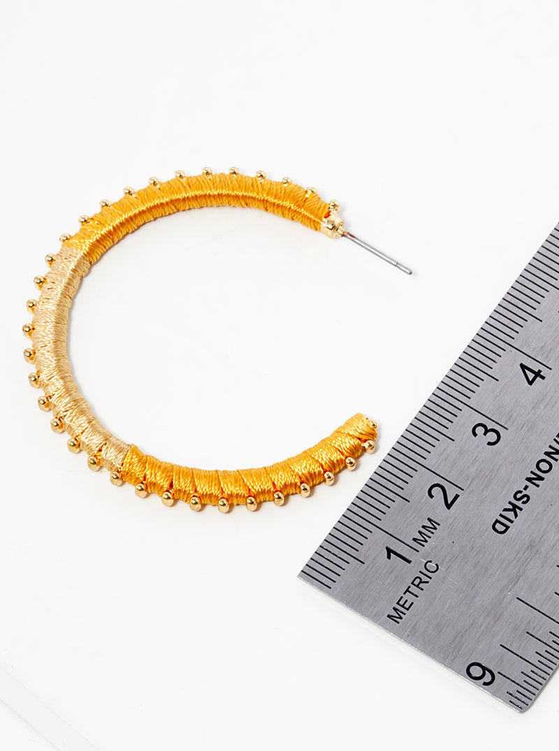 45mm Two-tone Thread Wrapped Open Hoop Earrings