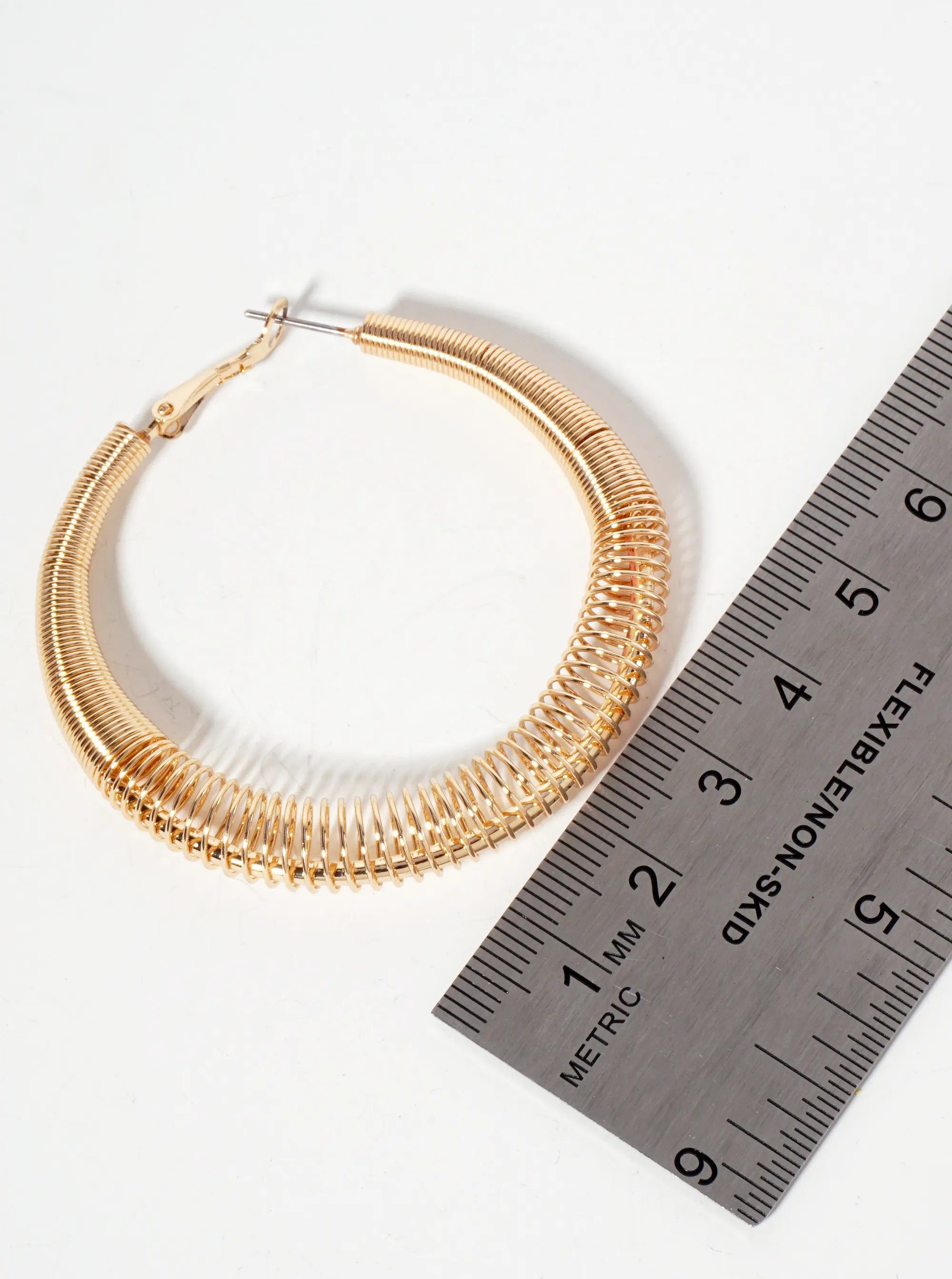 50mm Coil Metal Wire Latch-Back Hoop Earrings