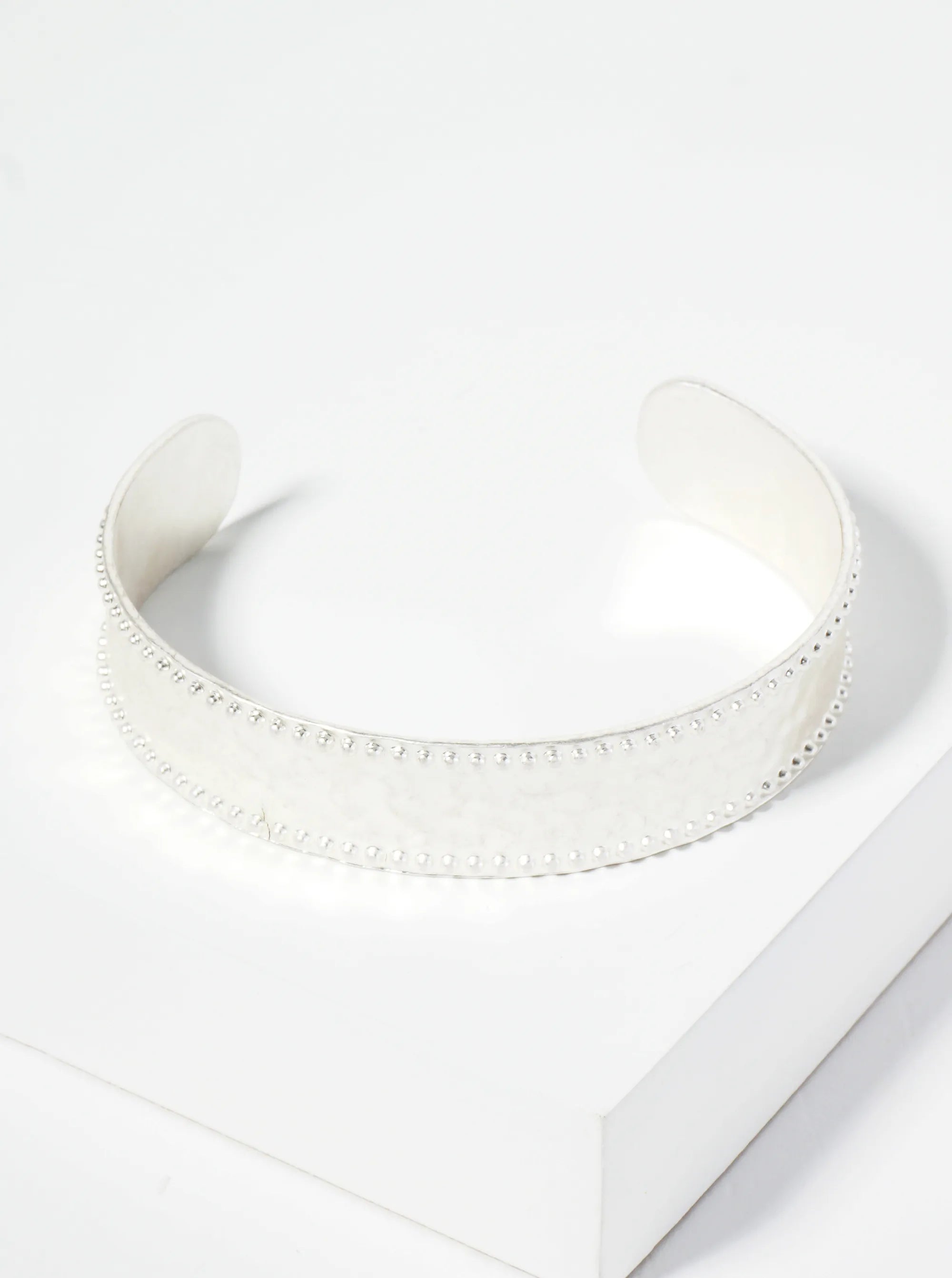 Ball And Hammer Textured Metal Open Cuff Bracelet