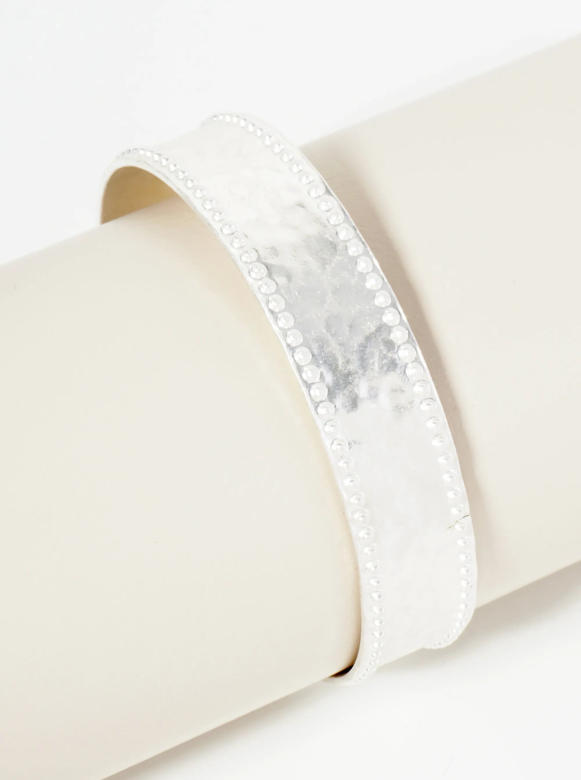 Ball And Hammer Textured Metal Open Cuff Bracelet