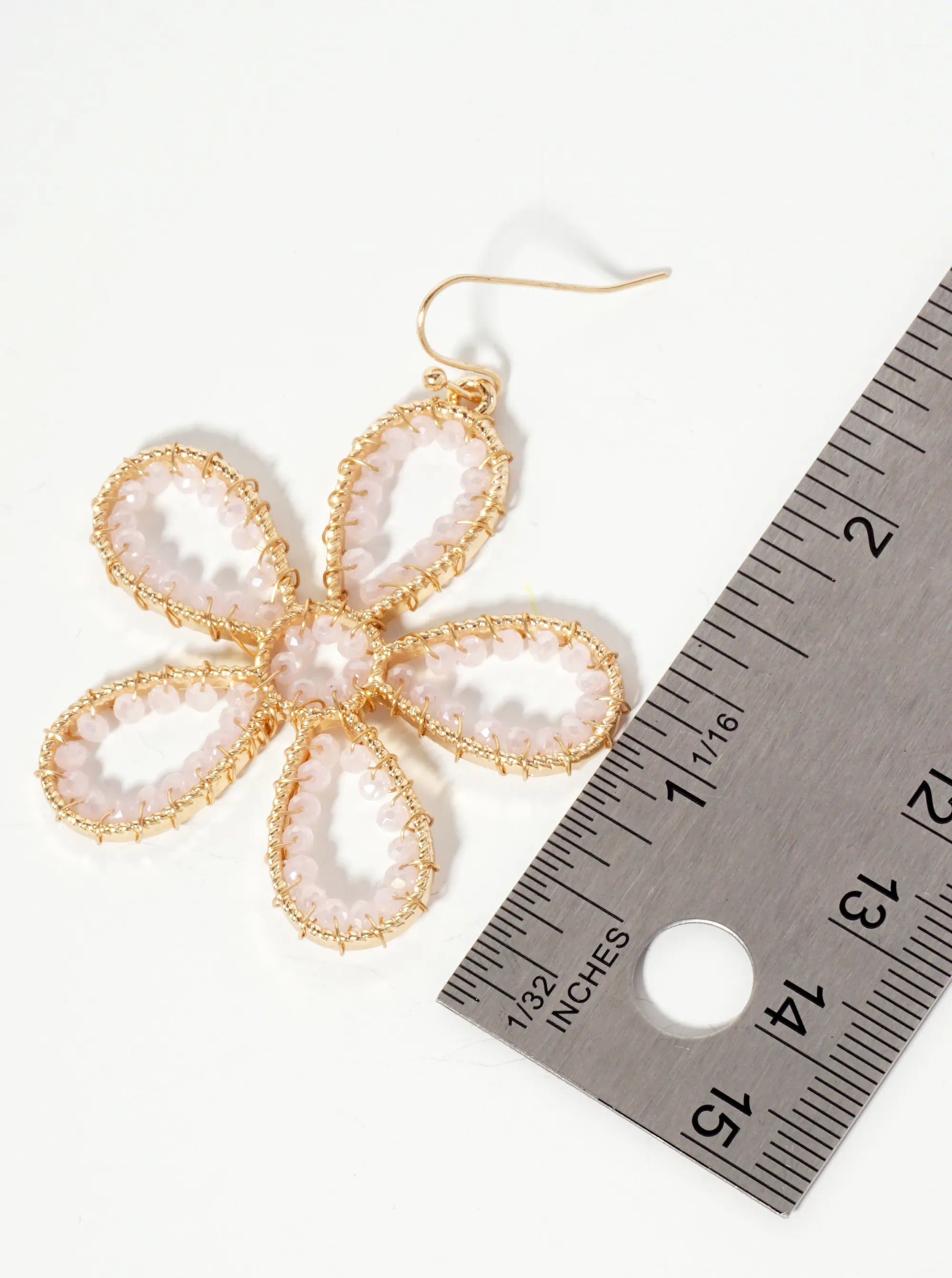 Botanical-Theme Faceted-Glass-Beads Wire-Wrapped Flower-Shaped Dangle Earrings