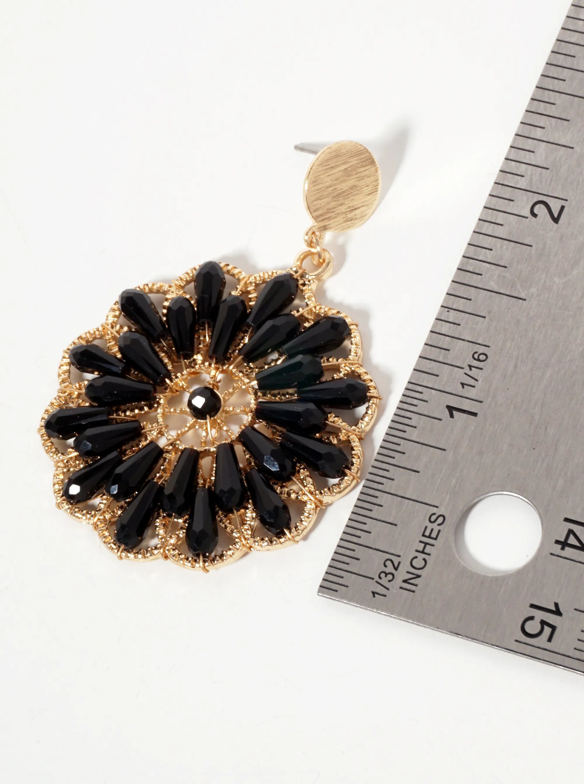 Botanical-Theme Flower-Shaped Glass-Beaded Drop Dangle Earrings