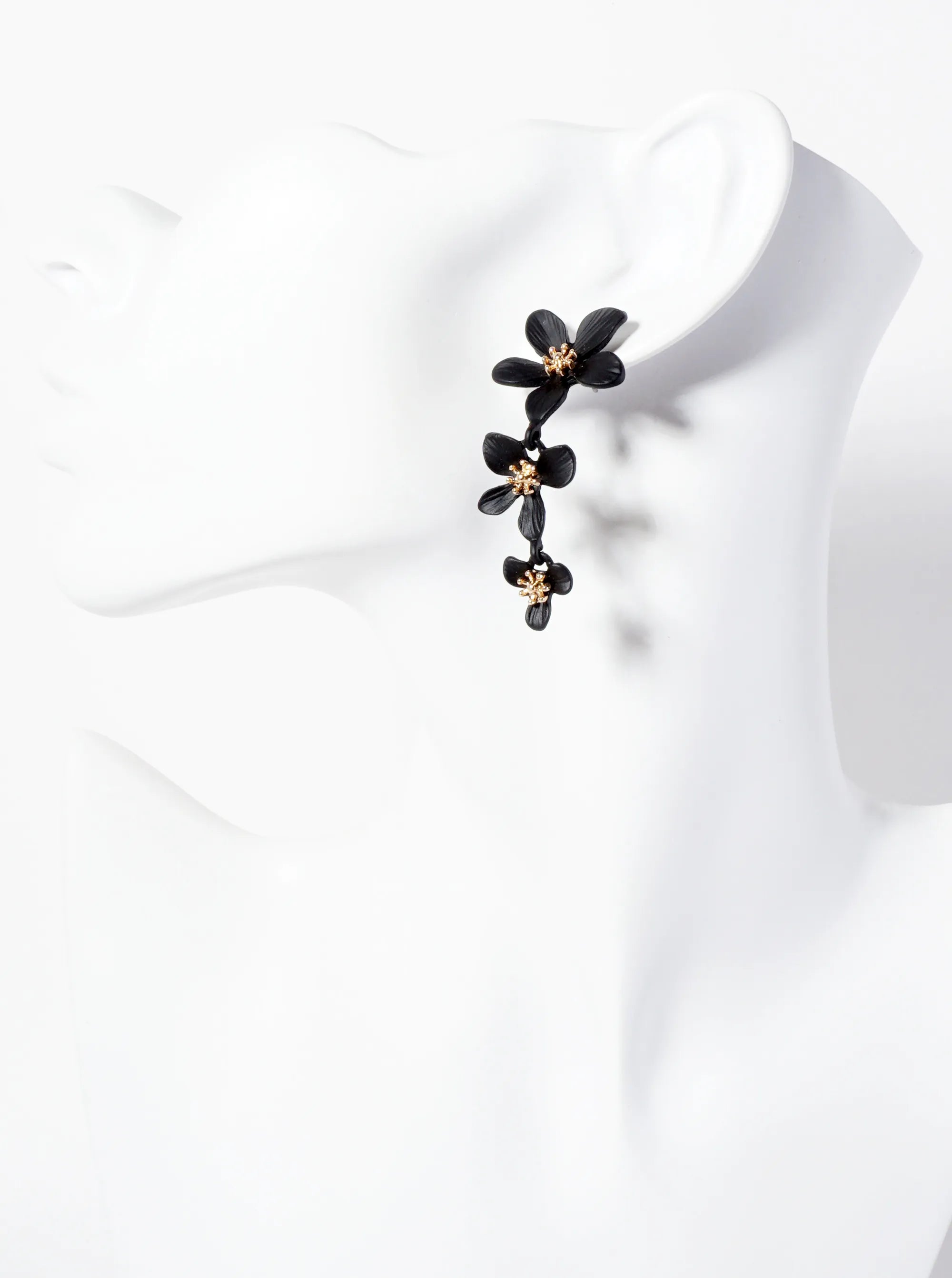 Botanical-Theme Three Graduated Flower Drop Post Earrings