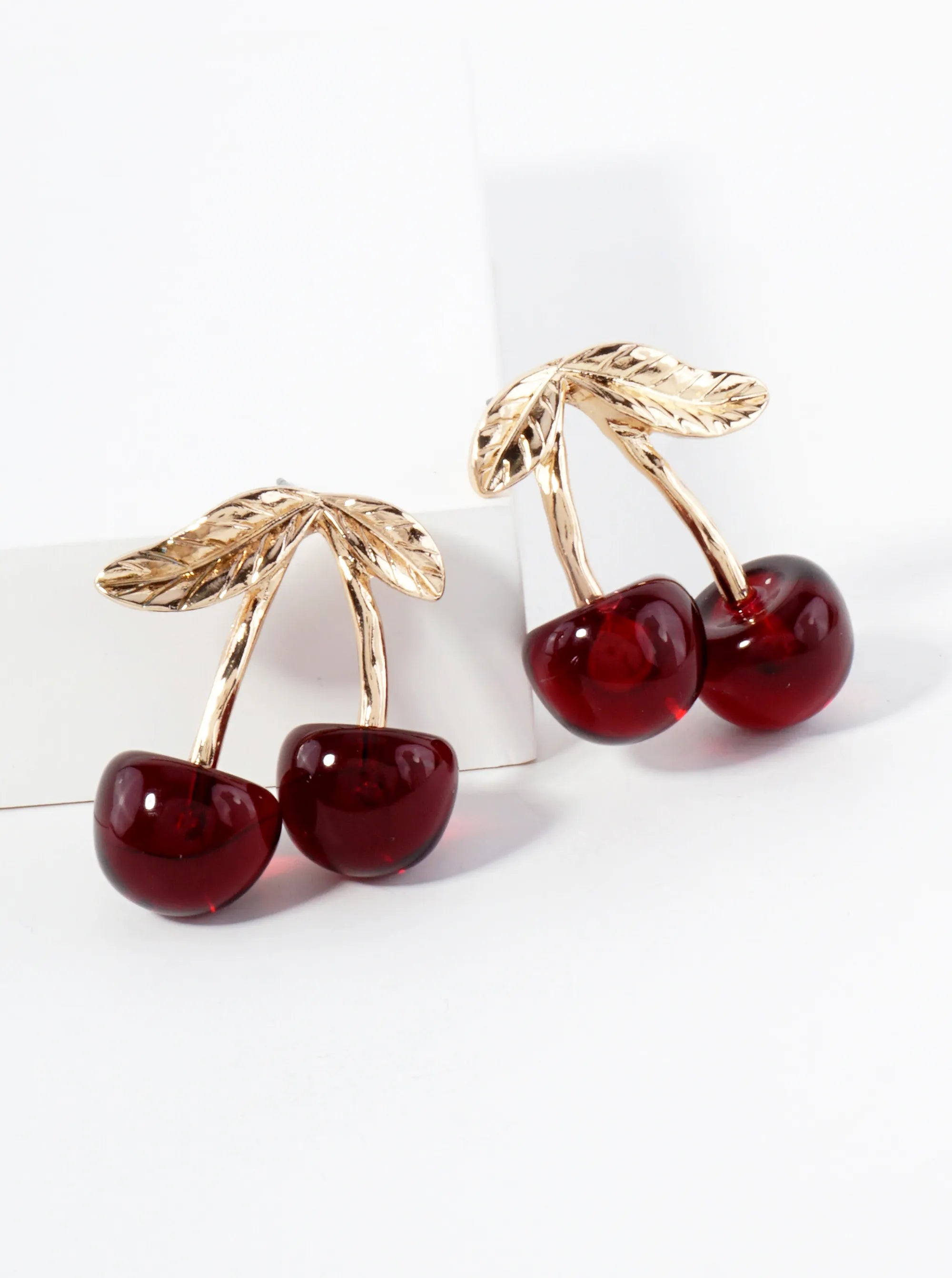 Cherry Drop Sweet Red Fruit Statement Earrings